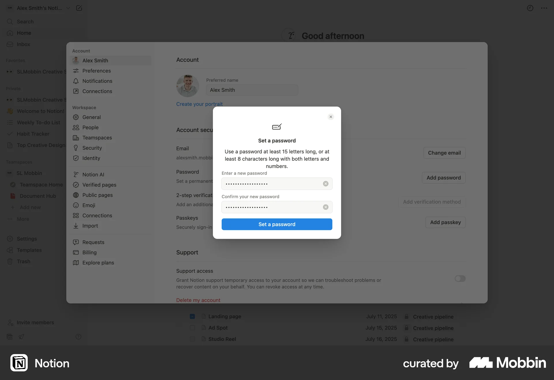 Notion Web Forgot Password screen