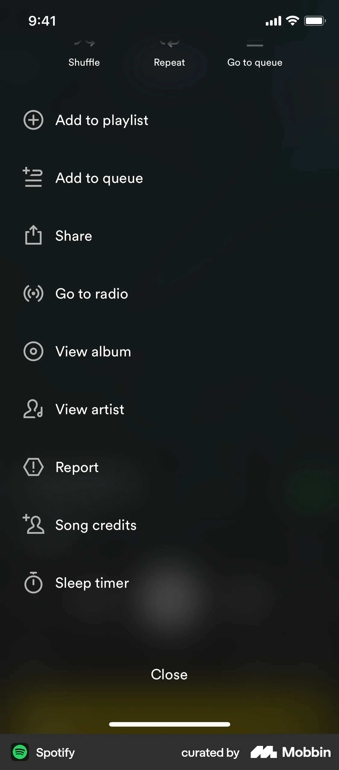 Spotify screen