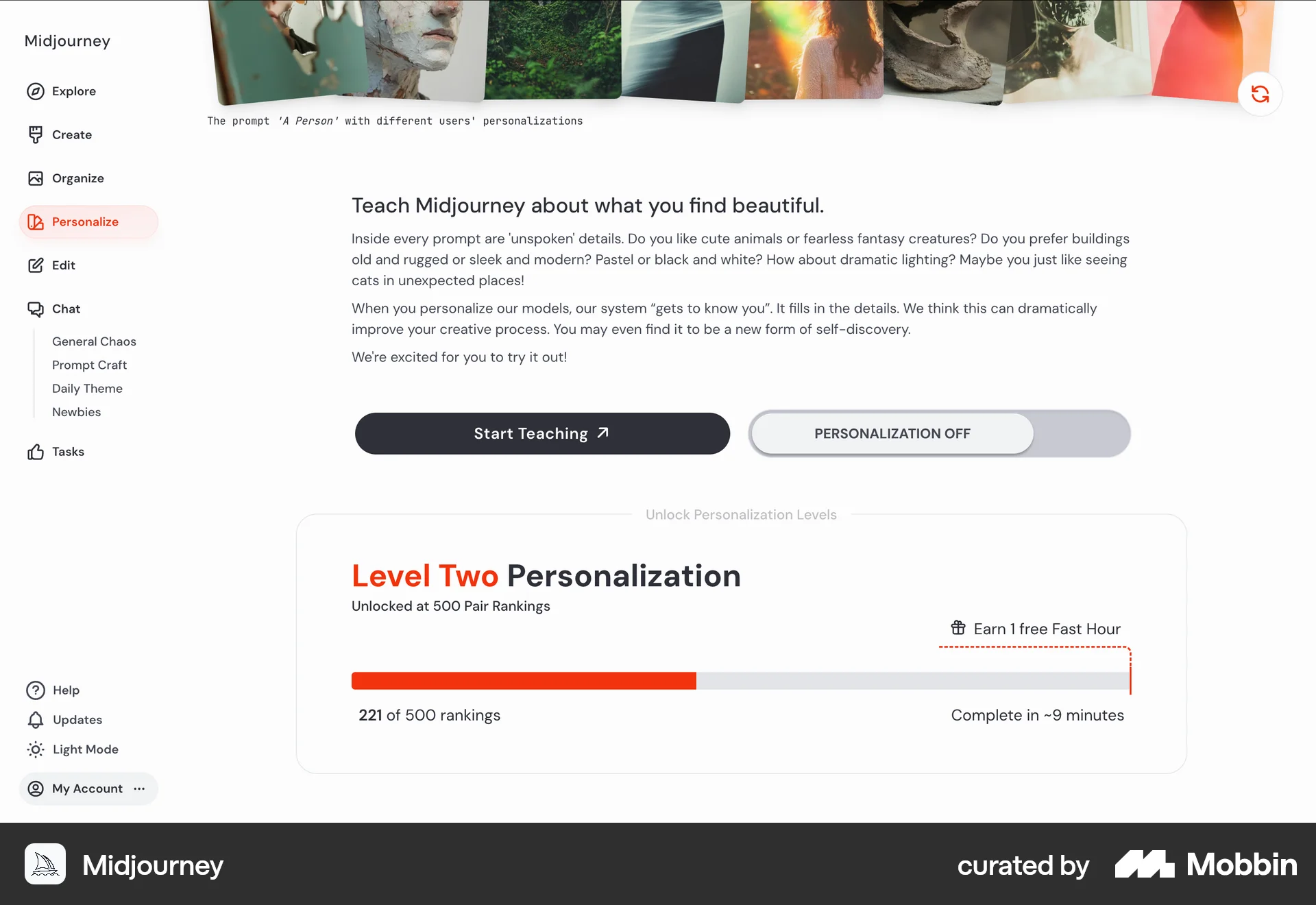 Midjourney Web Achievements & Awards screen