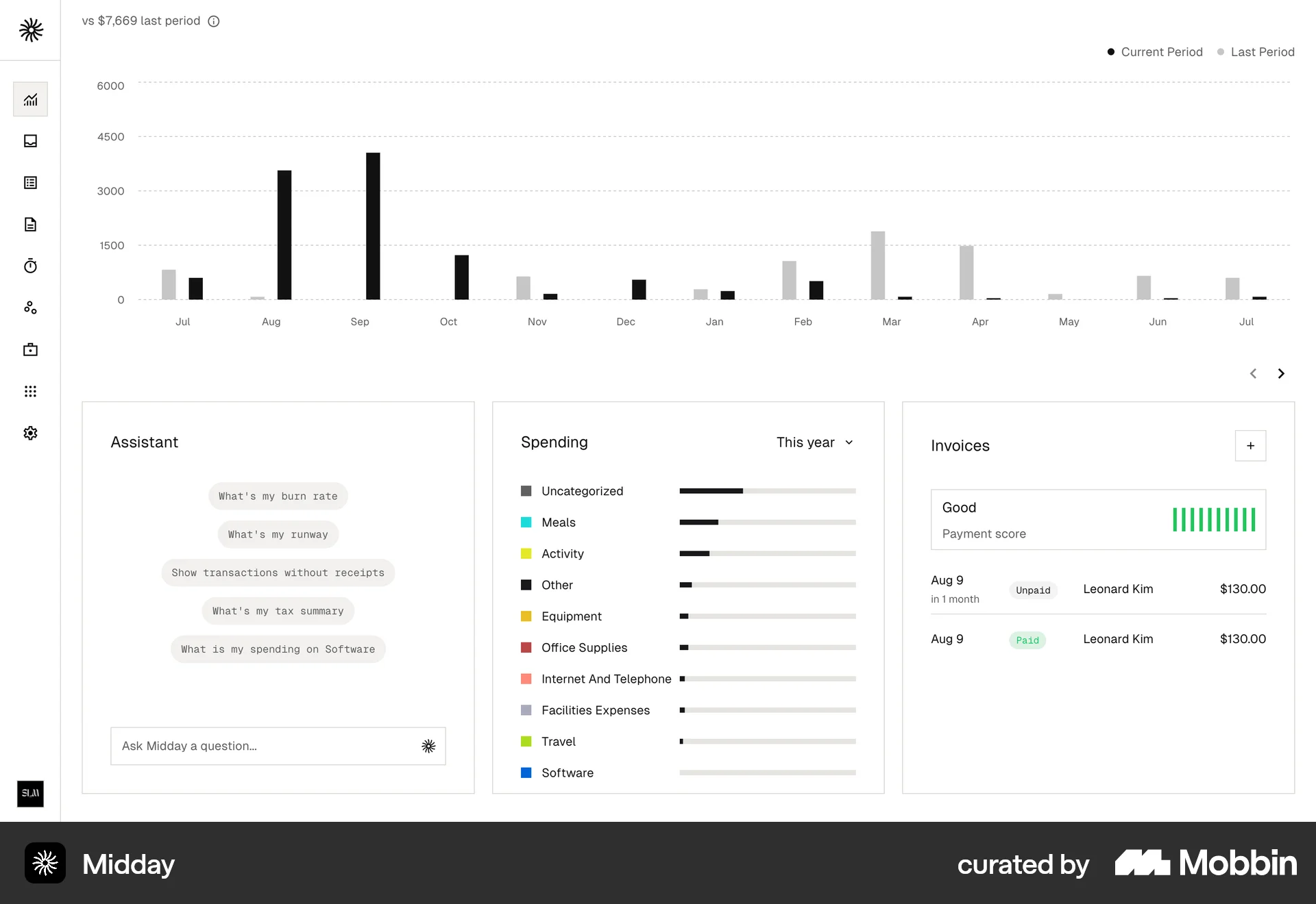 Midday Web screen containing Badge UI element