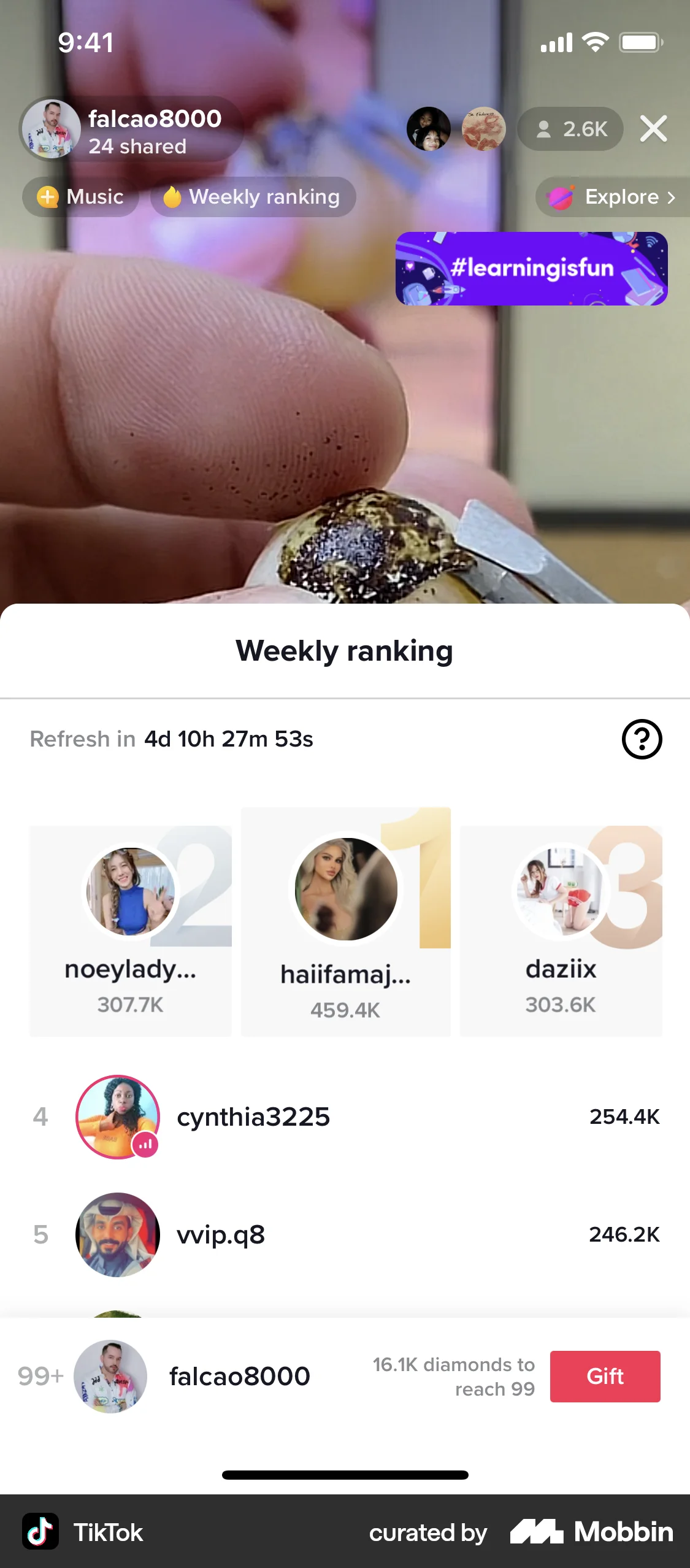 TikTok iOS Leaderboard screen