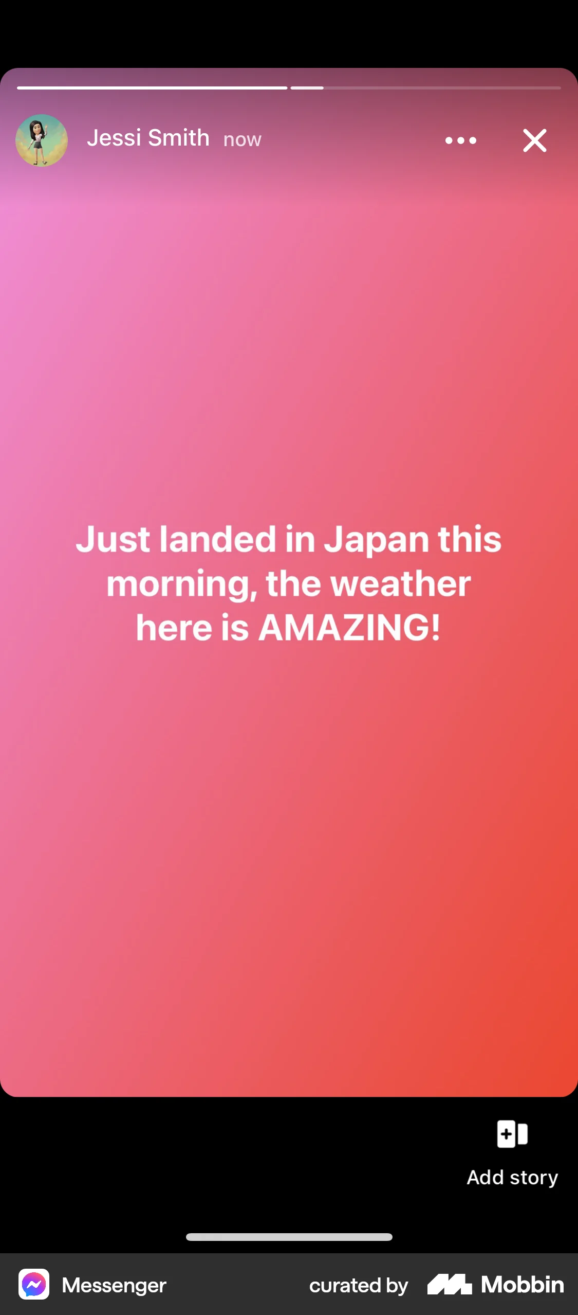 Messenger iOS Stories screen