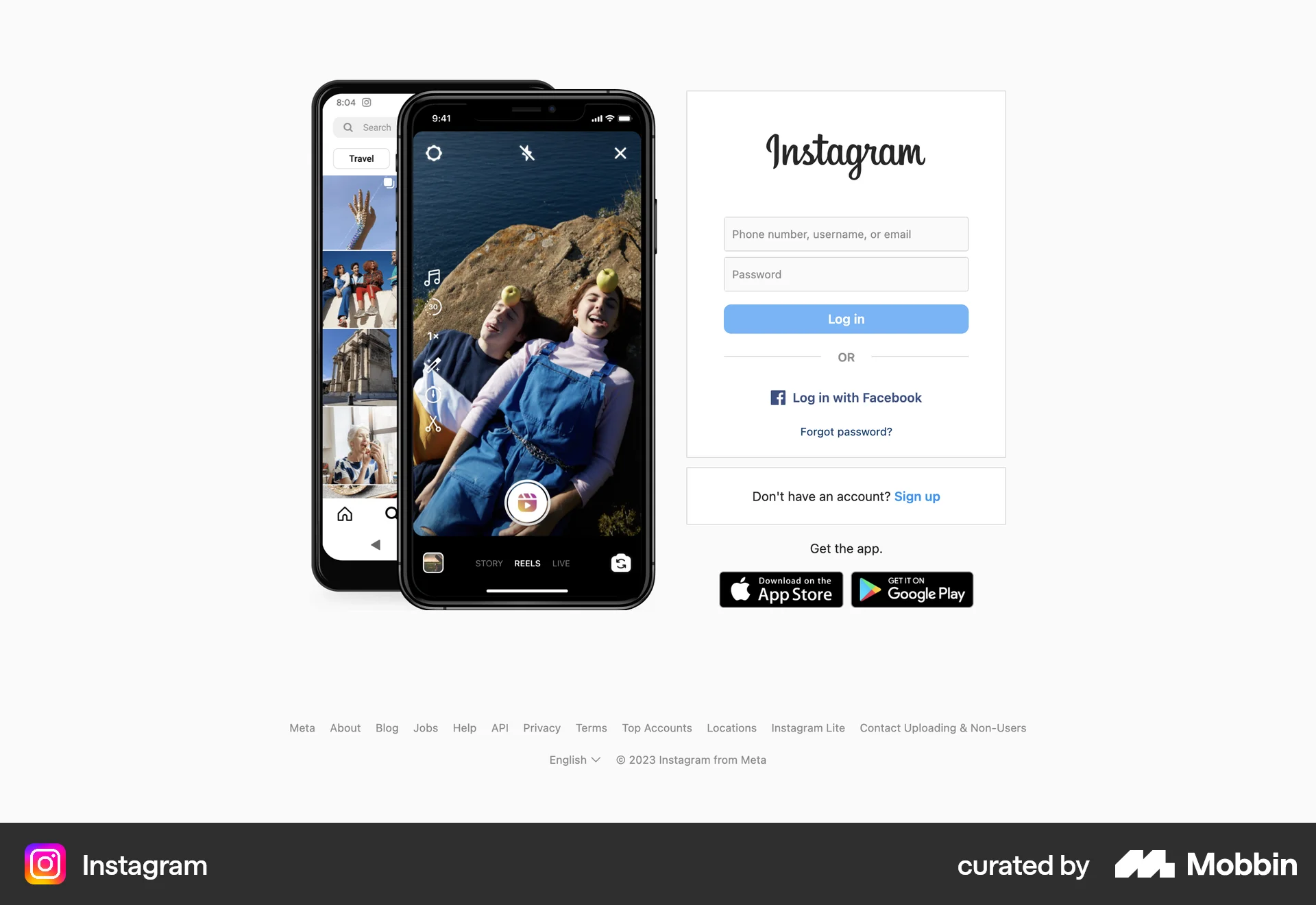 Instagram Web Login screen