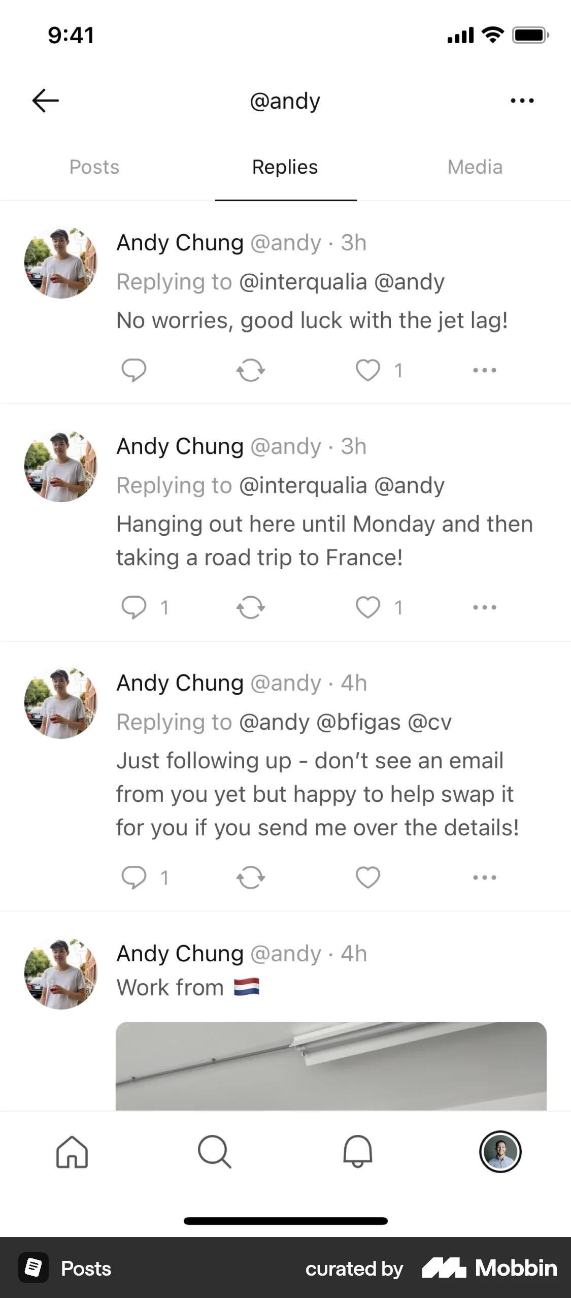 Posts iOS User / Group Profile screen