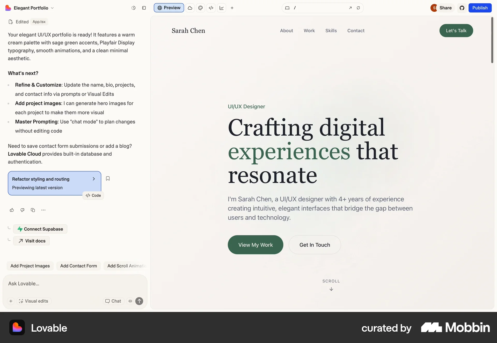 Lovable Web Chat Bot screen