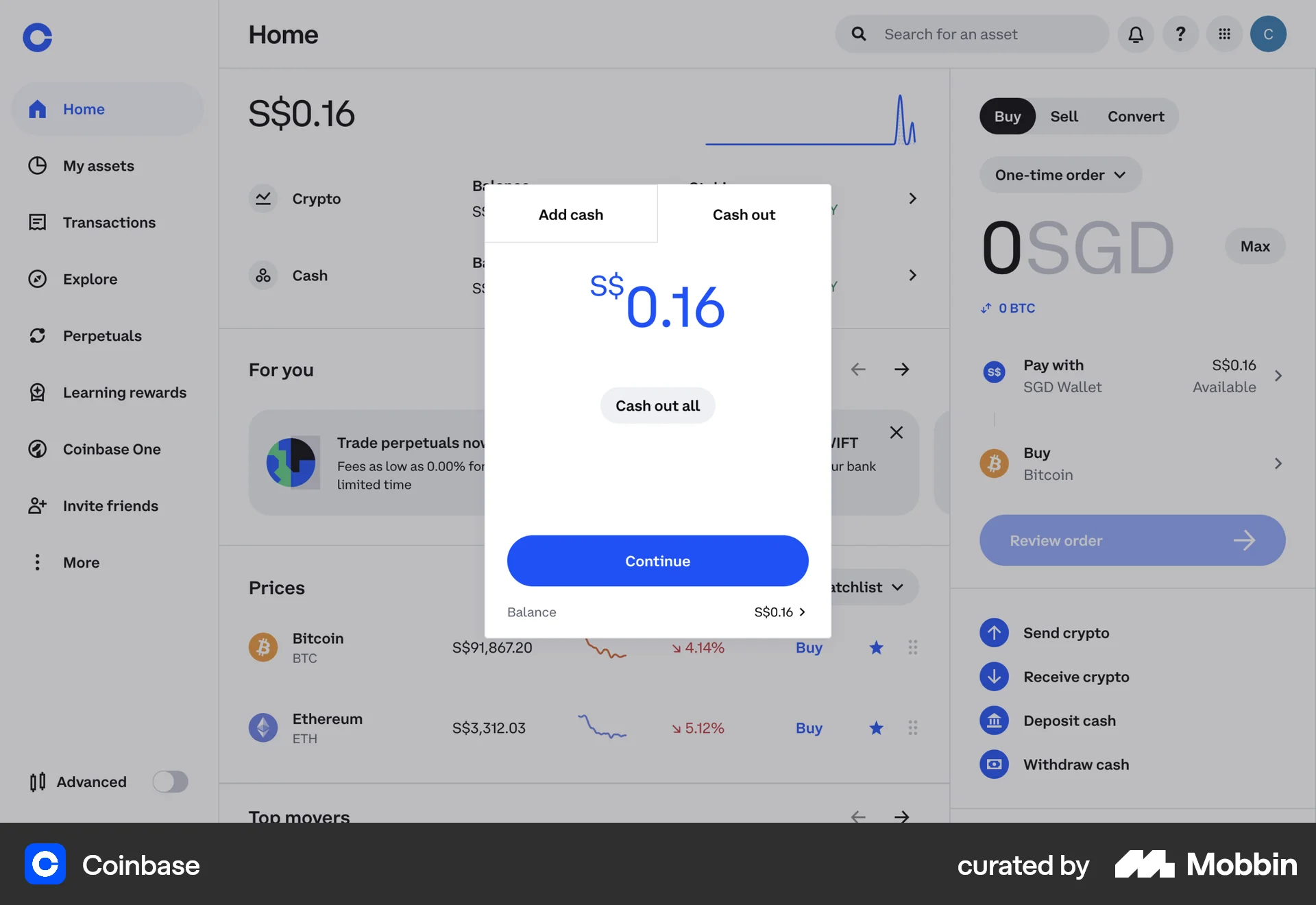 Coinbase Web Transfer & Send Money screen