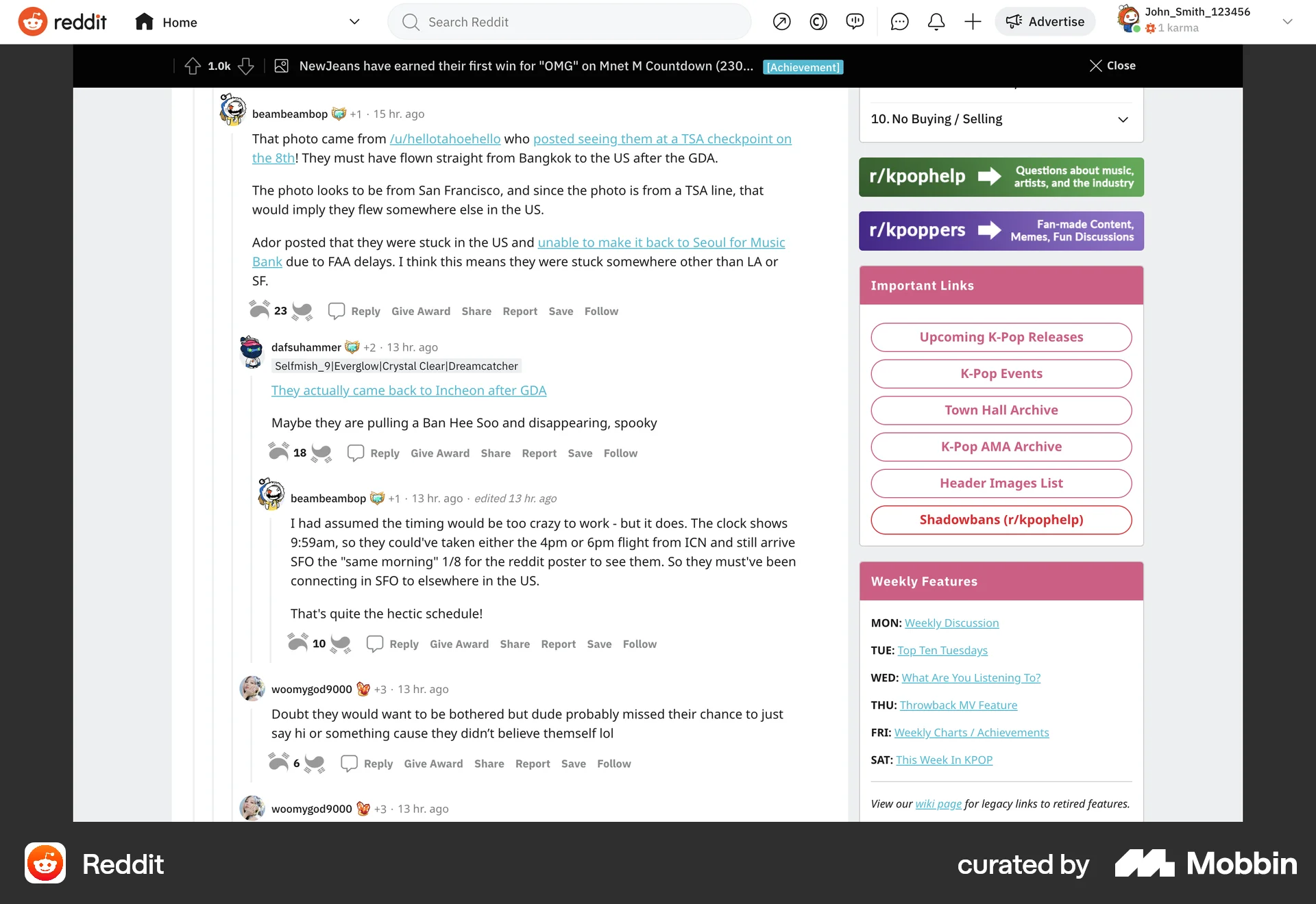 Reddit Web Comments screen