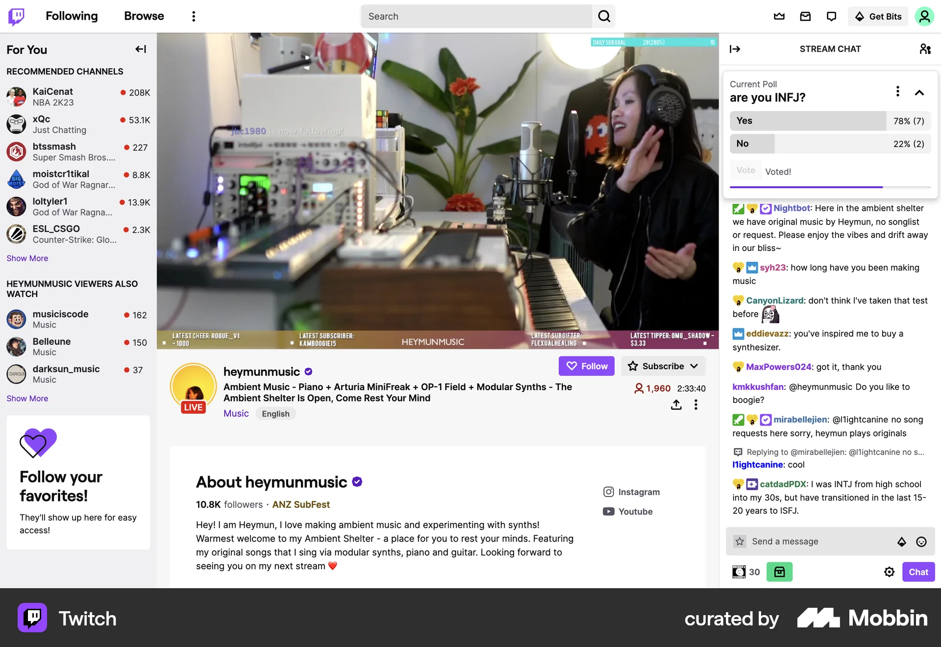 Twitch Web Quiz screen