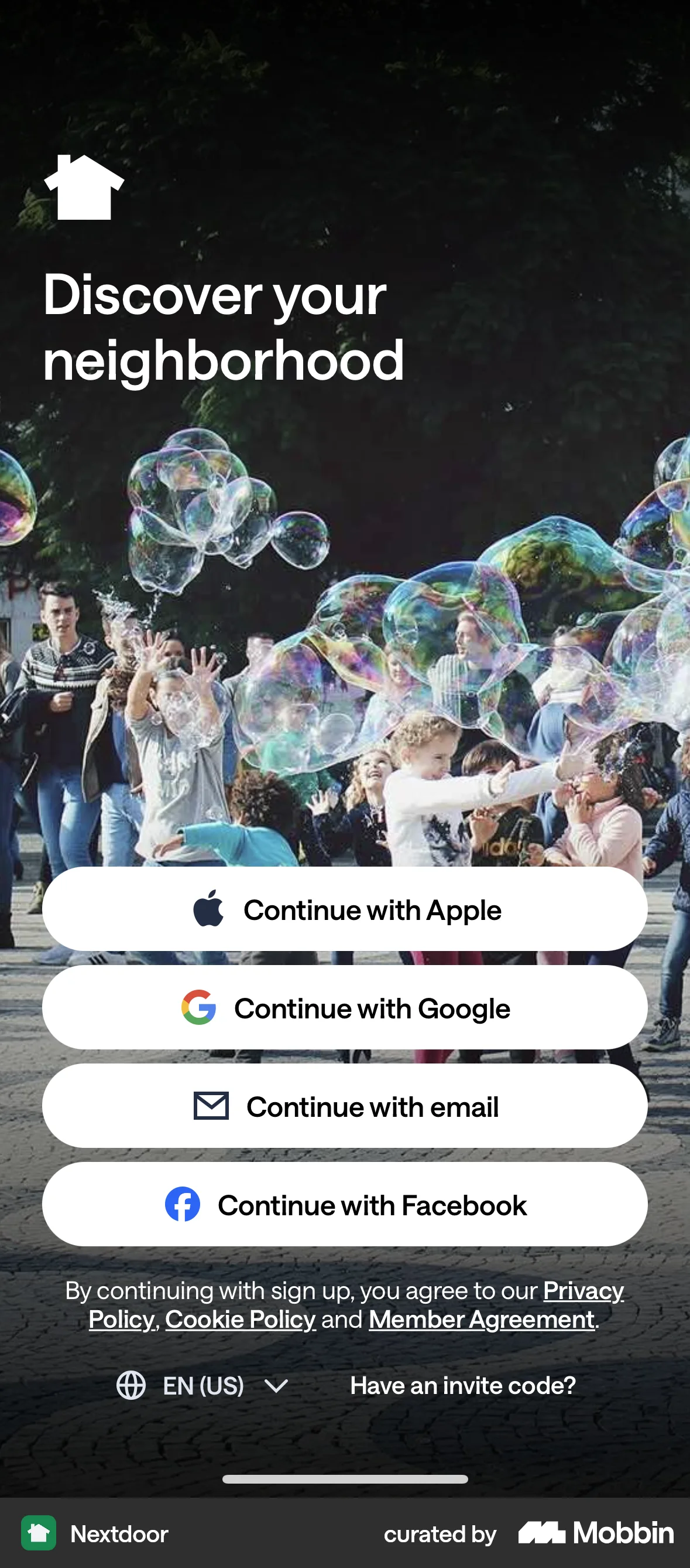 Nextdoor iOS Welcome & Get Started screen