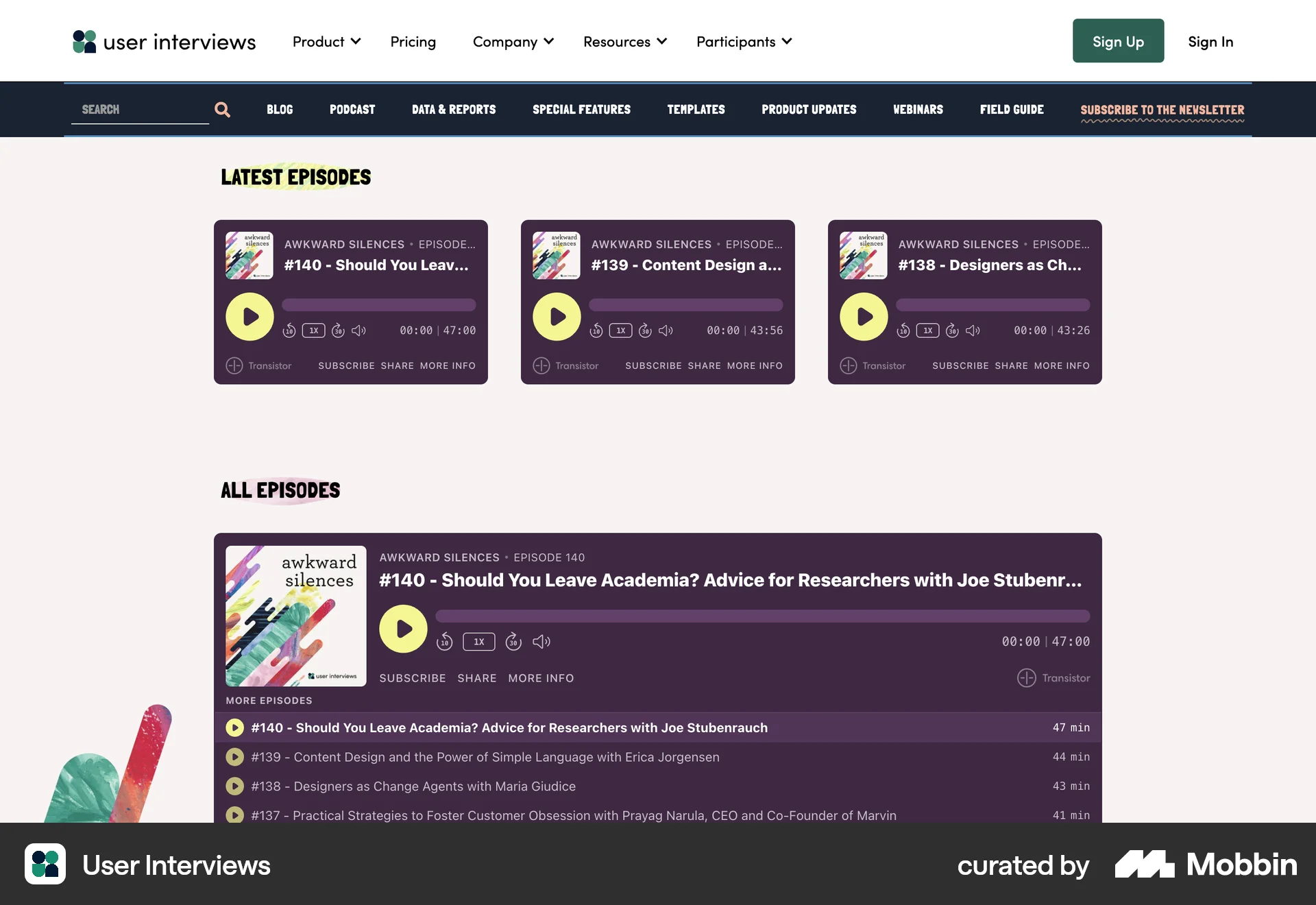 User Interviews Web Song & Podcast Detail screen