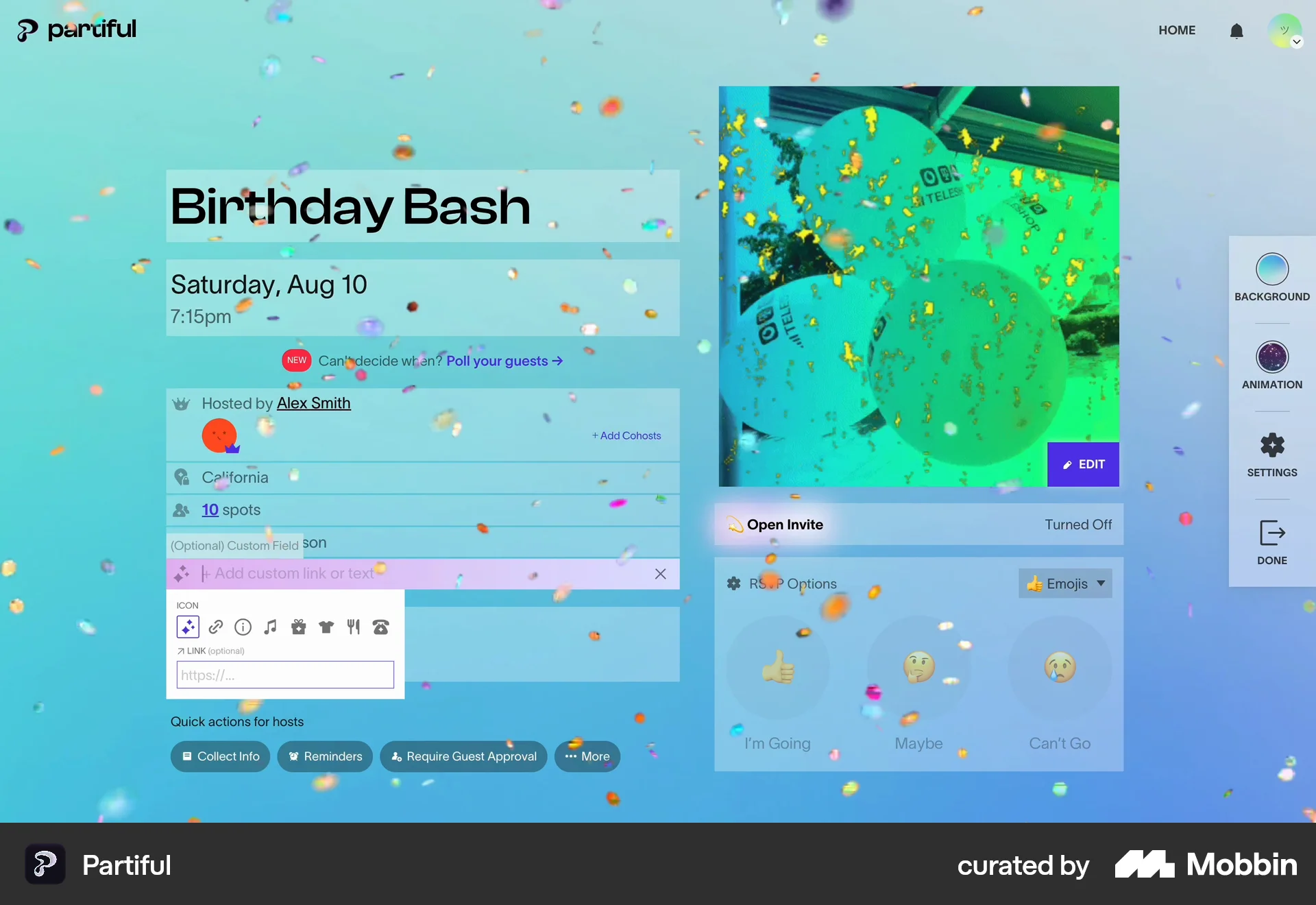Partiful Web Lifestyle App screen