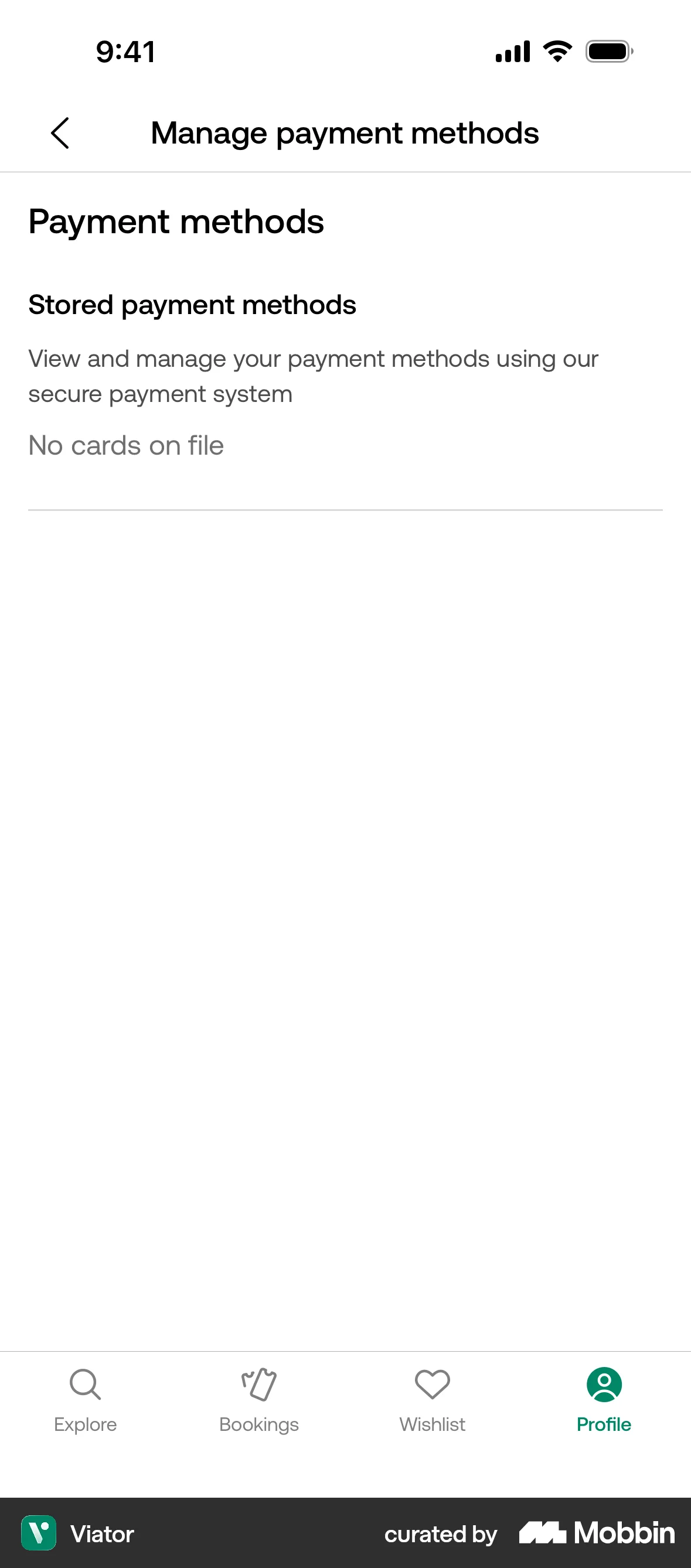 Viator iOS Empty State screen