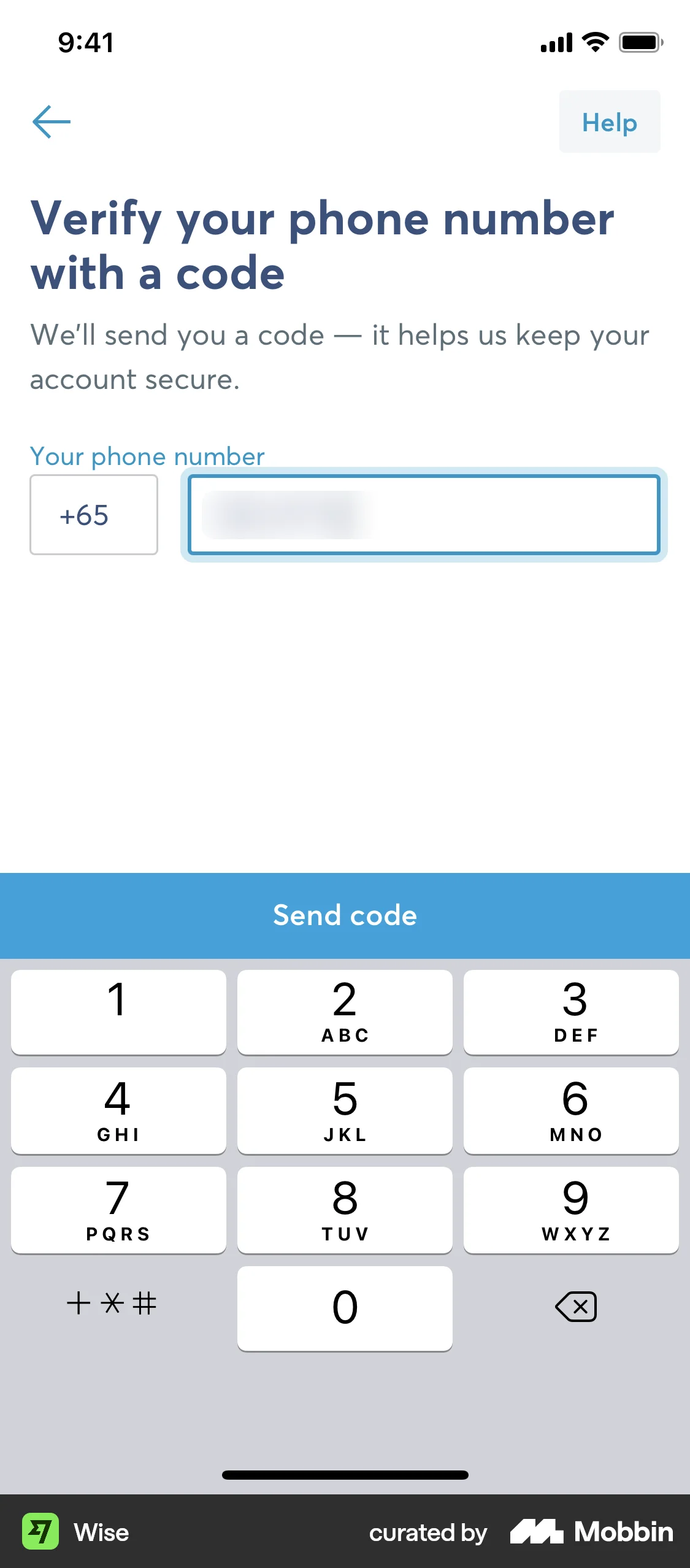 Wise iOS Verification screen