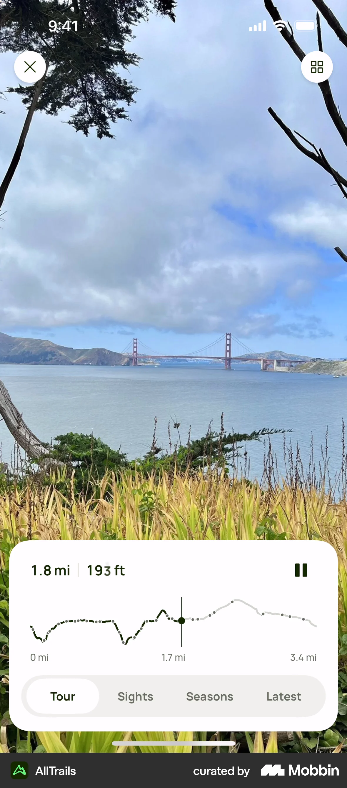 AllTrails iOS screen containing Segmented Control UI element