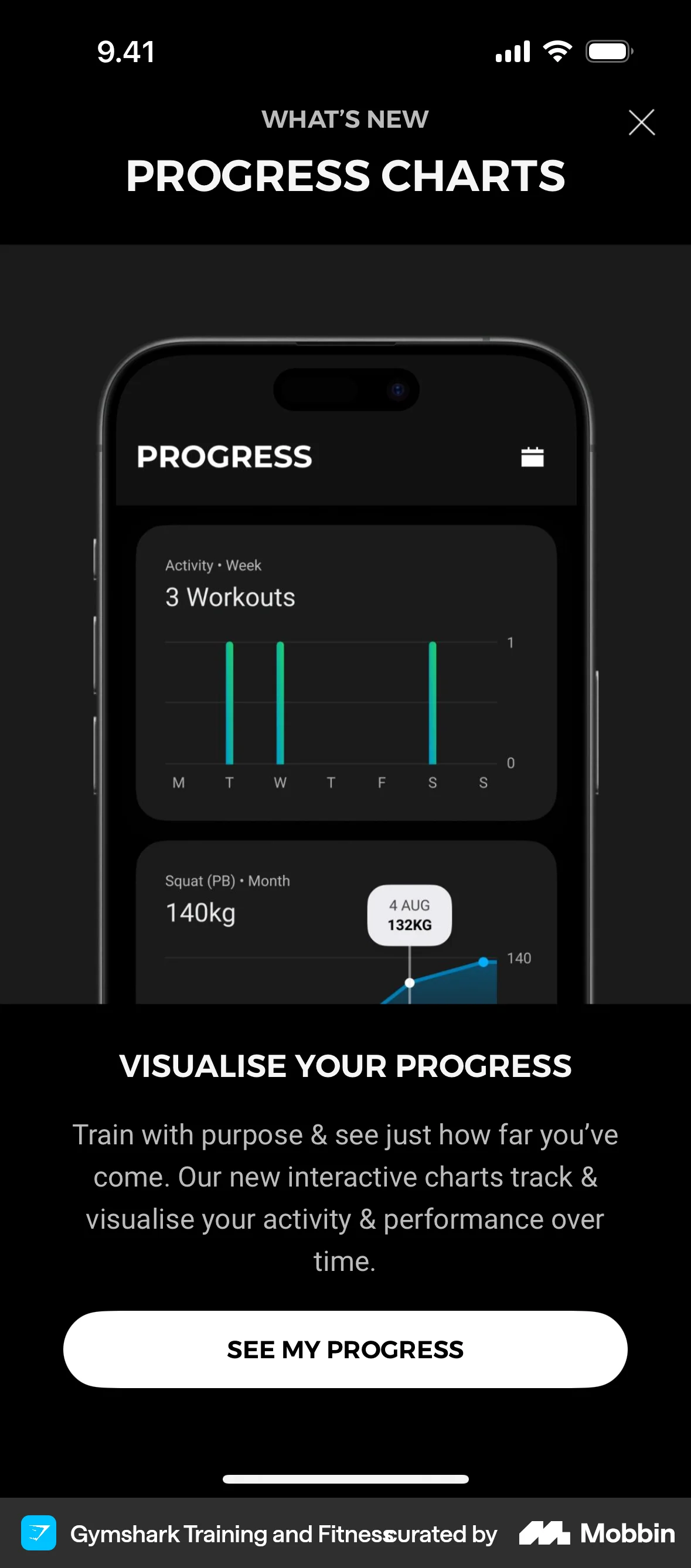 Gymshark Training and Fitness iOS Graph UI Design screen