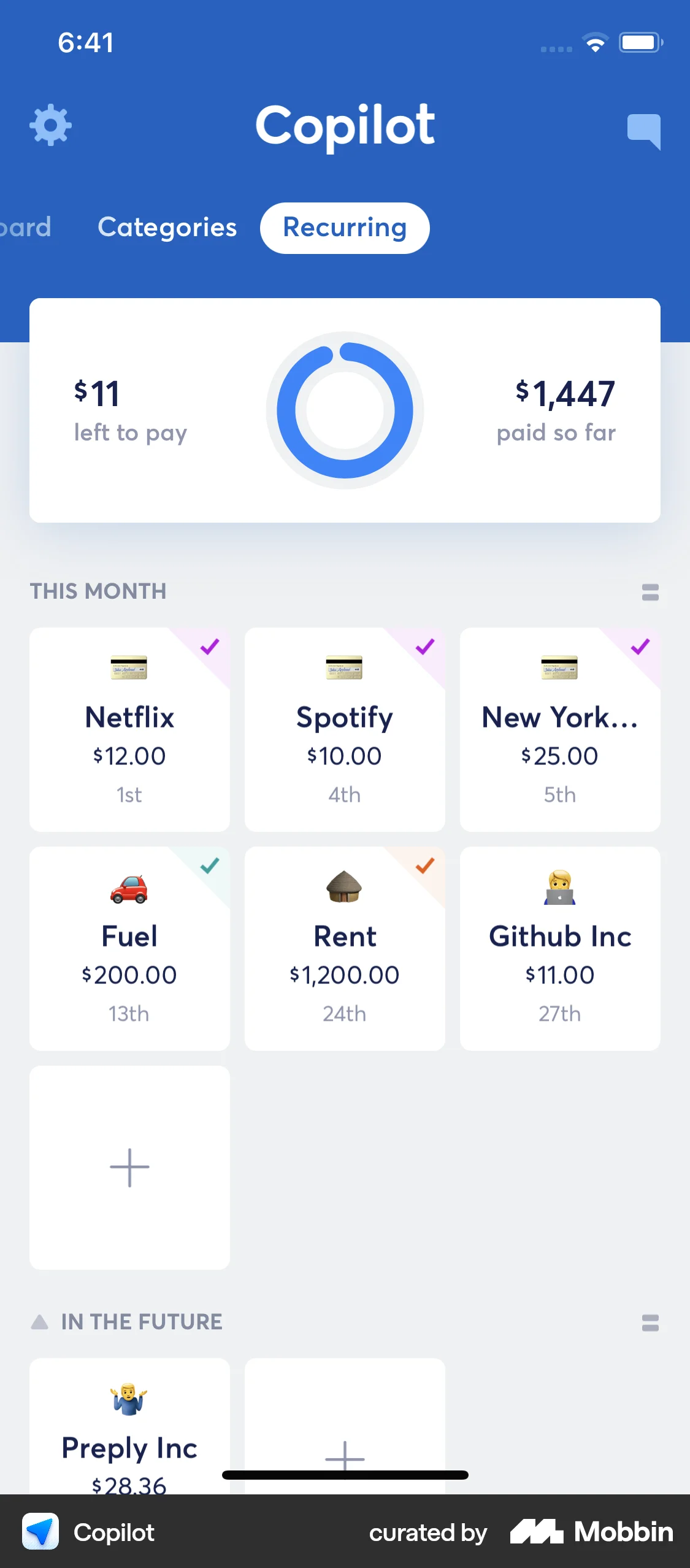 Copilot iOS Charts screen