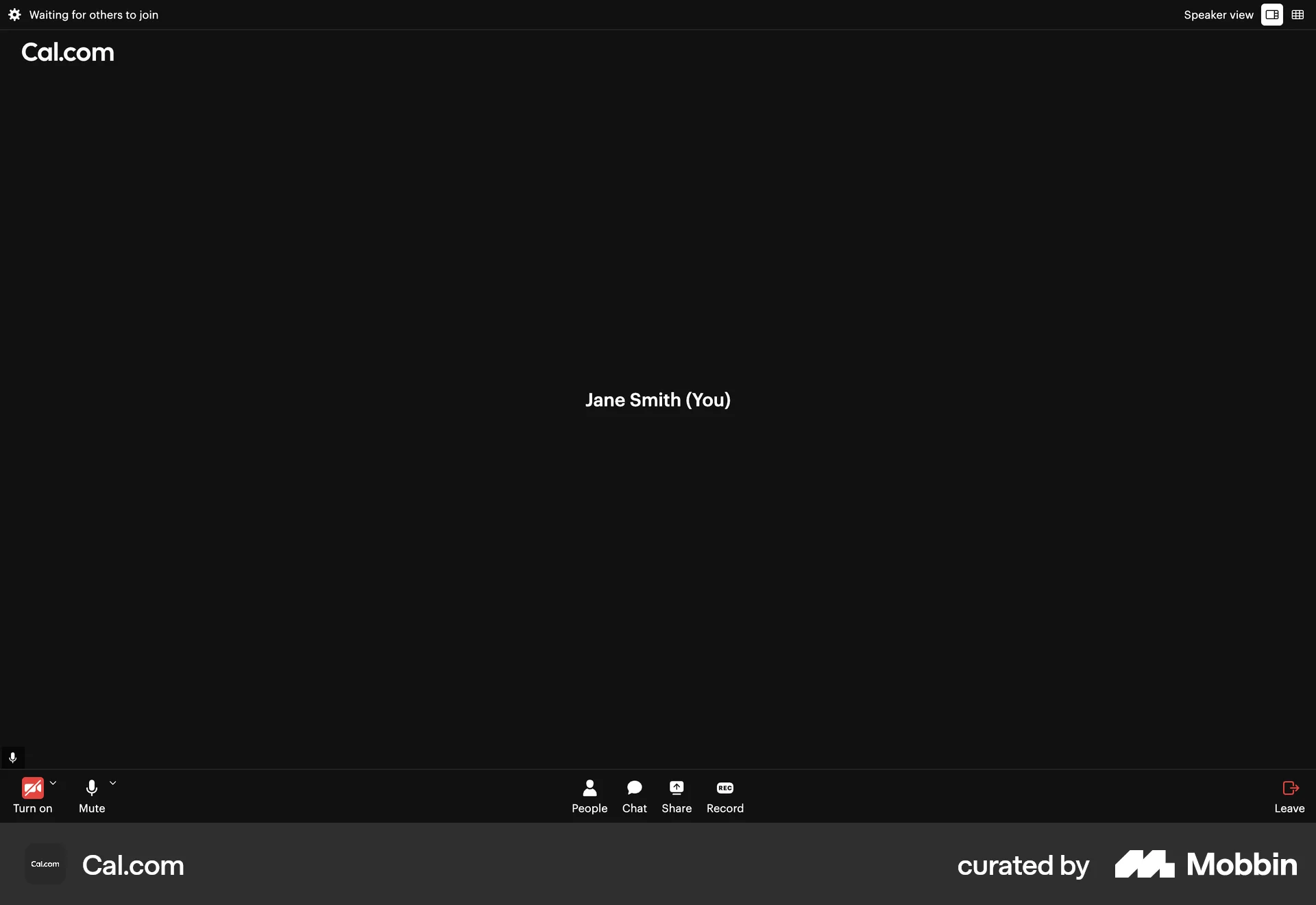 Cal.com Web Call screen