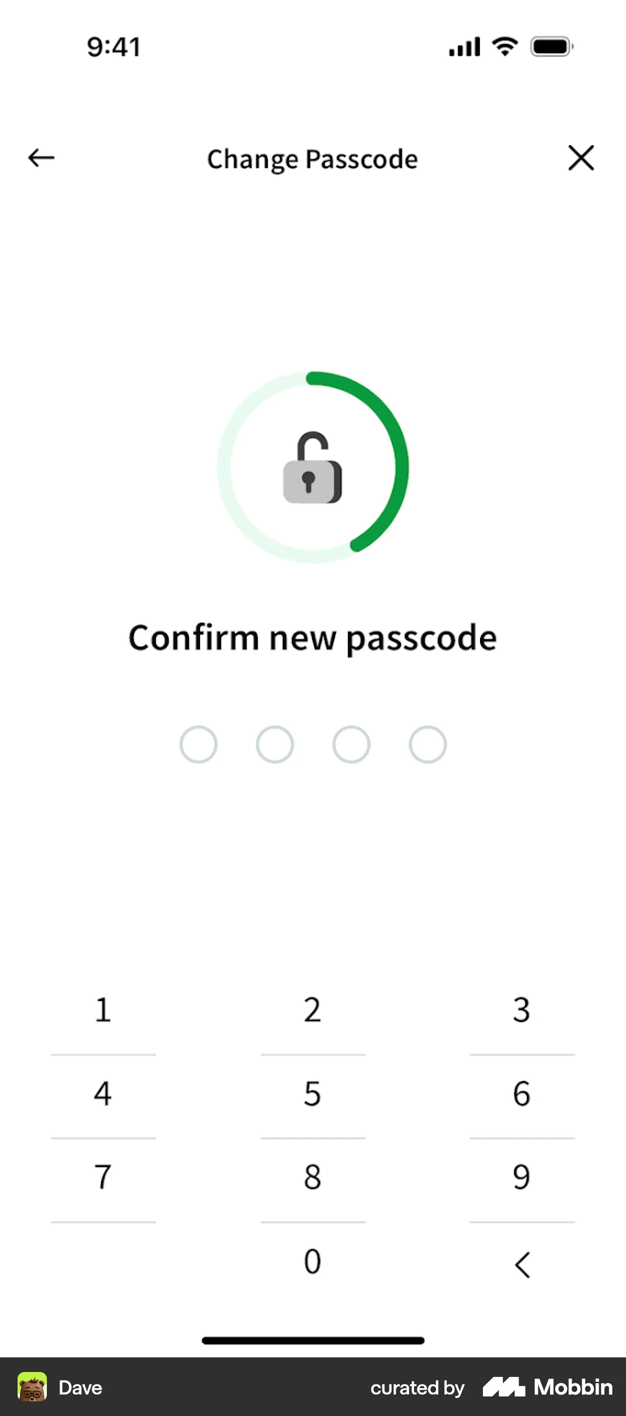 Dave iOS Confirmation screen