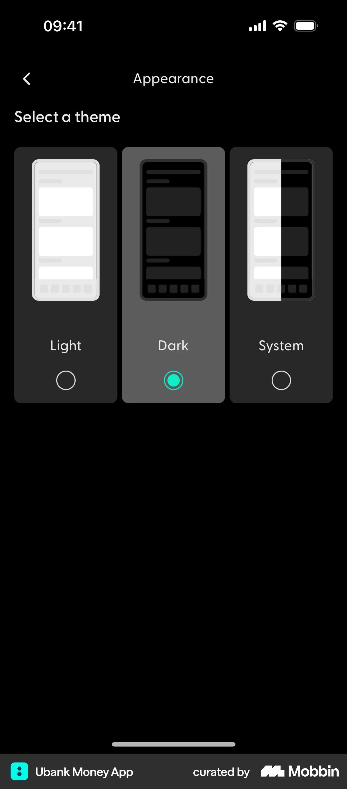 Ubank Money App iOS Dark Mode screen
