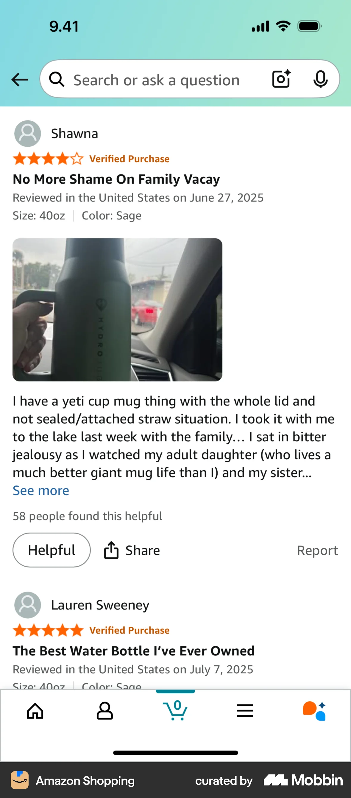 Amazon Shopping iOS Reviews & Ratings screen