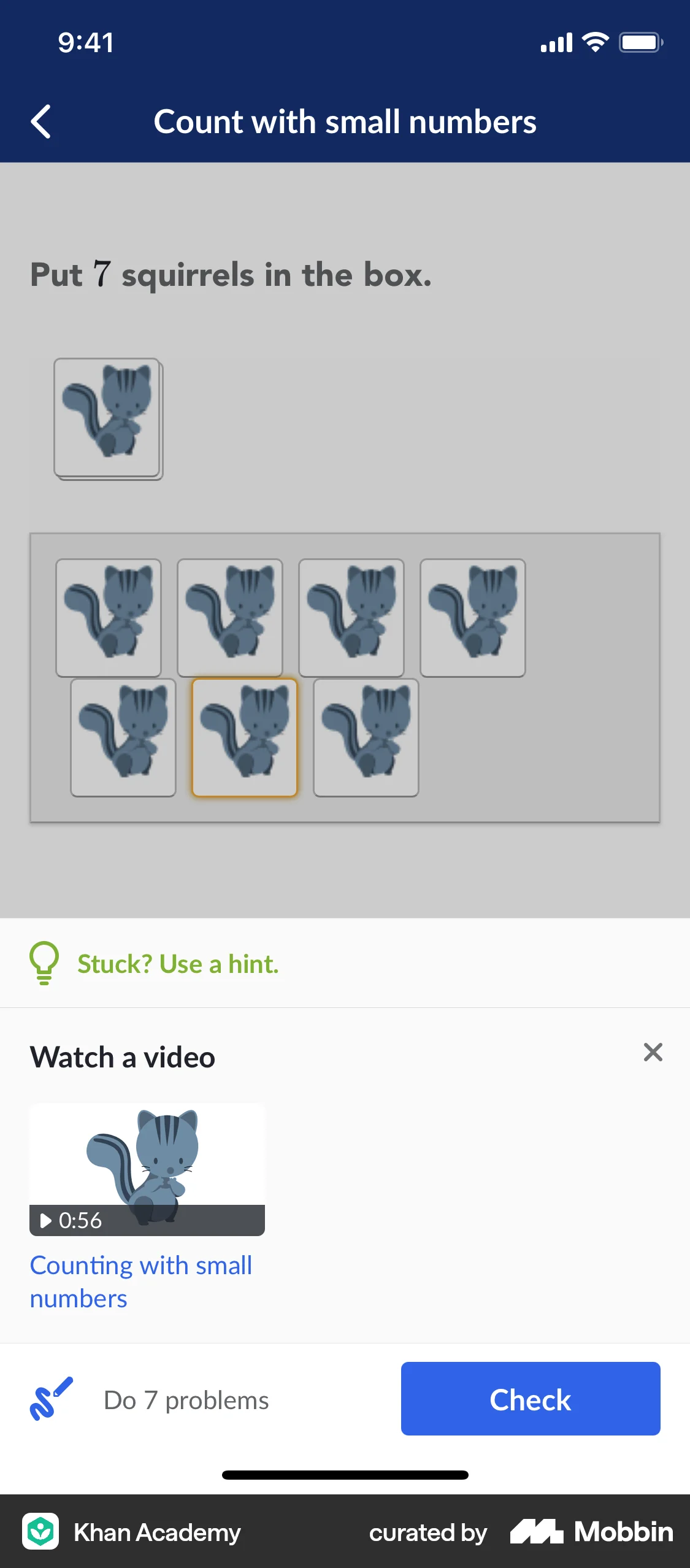 Khan Academy iOS Game UI screen