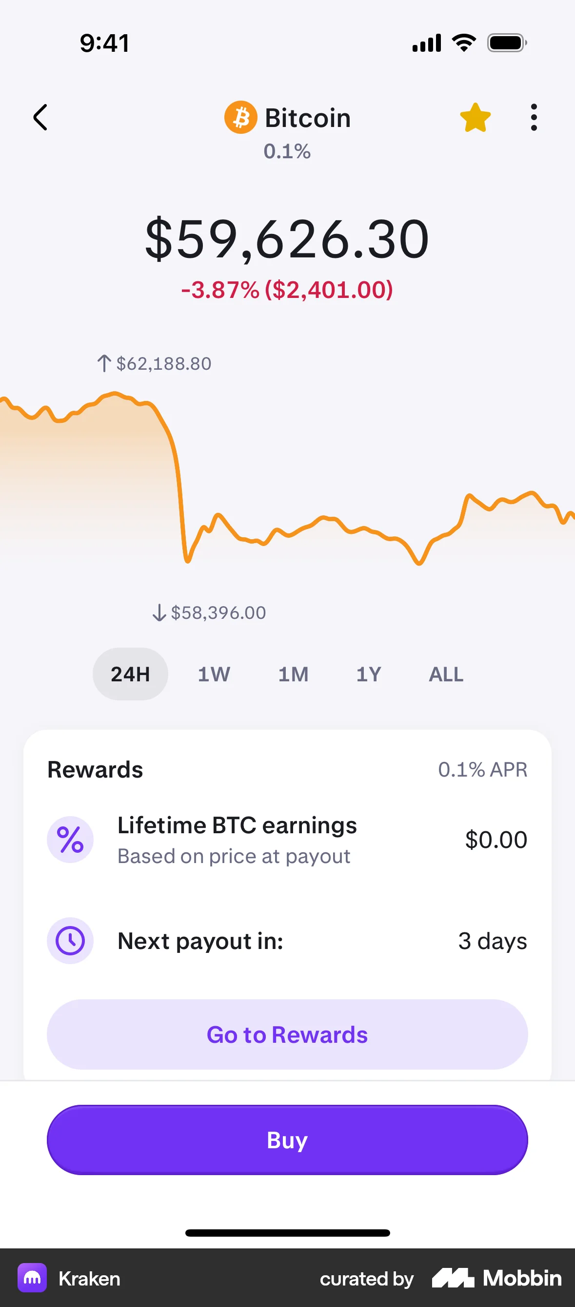 Kraken iOS Product Detail screen