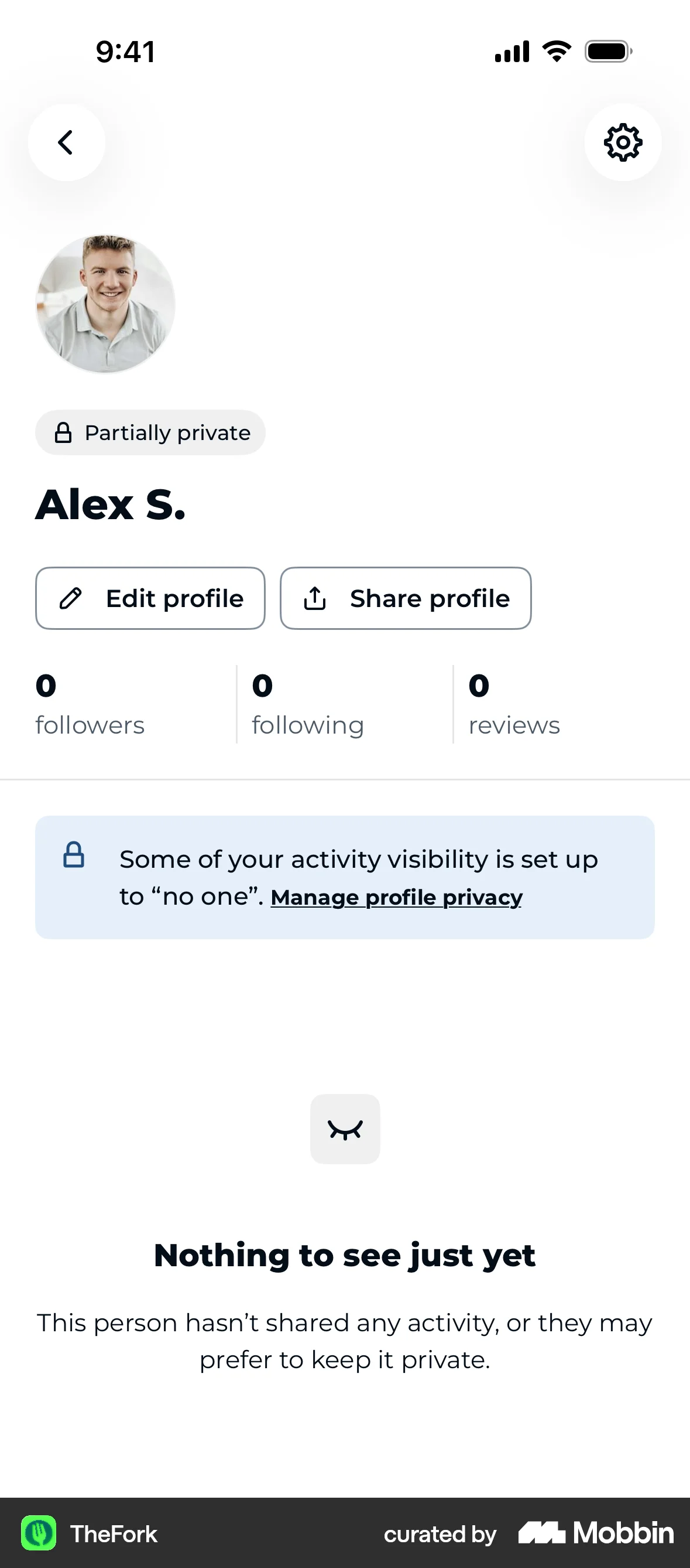 TheFork iOS My Account & Profile screen