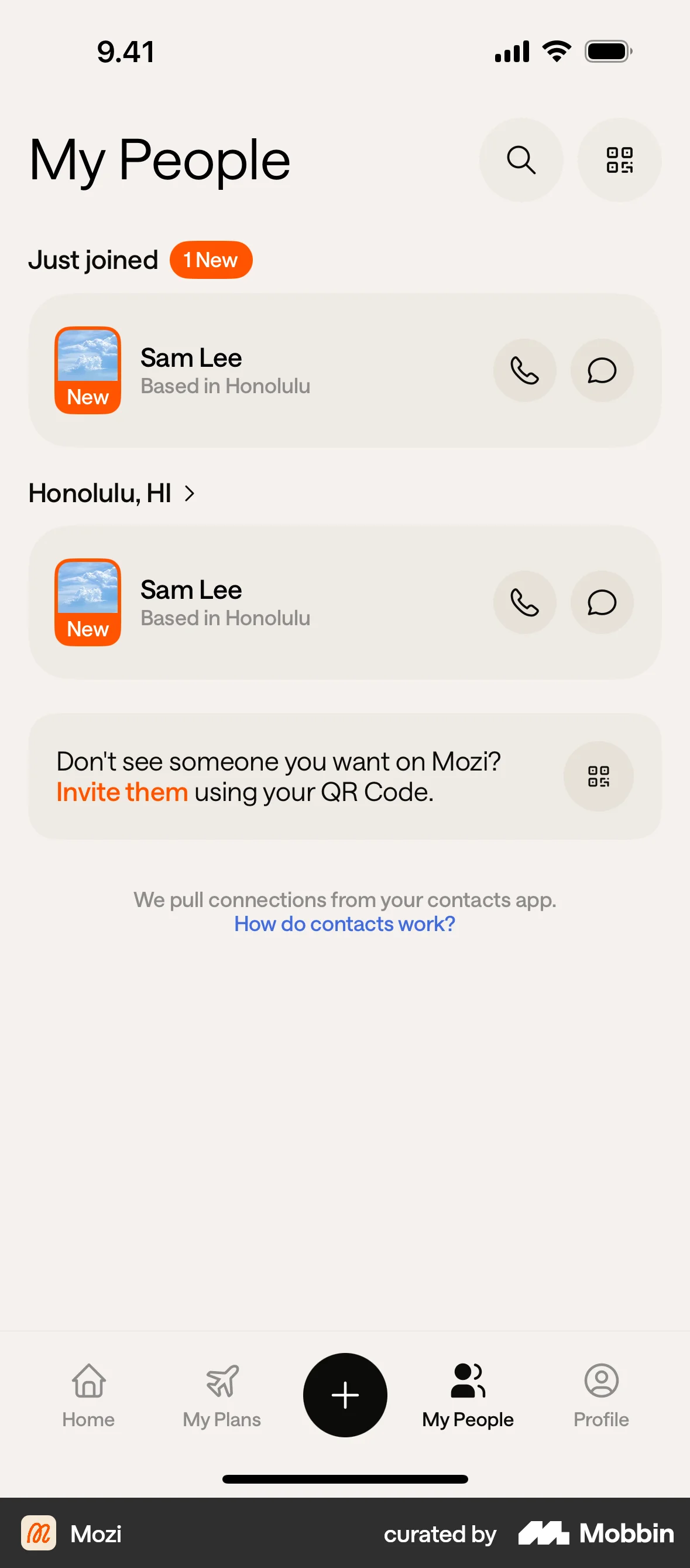 Mozi iOS Followers & Following screen