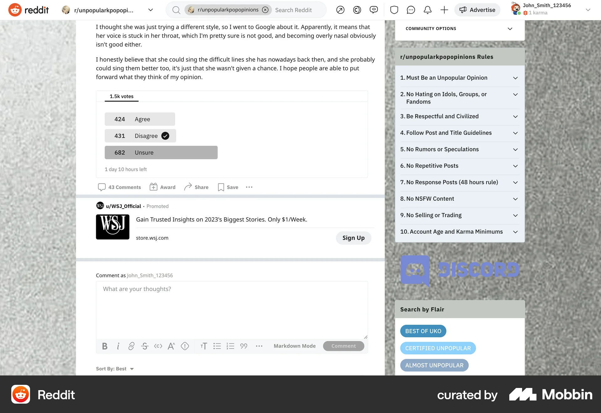 Reddit Web Other Action screen