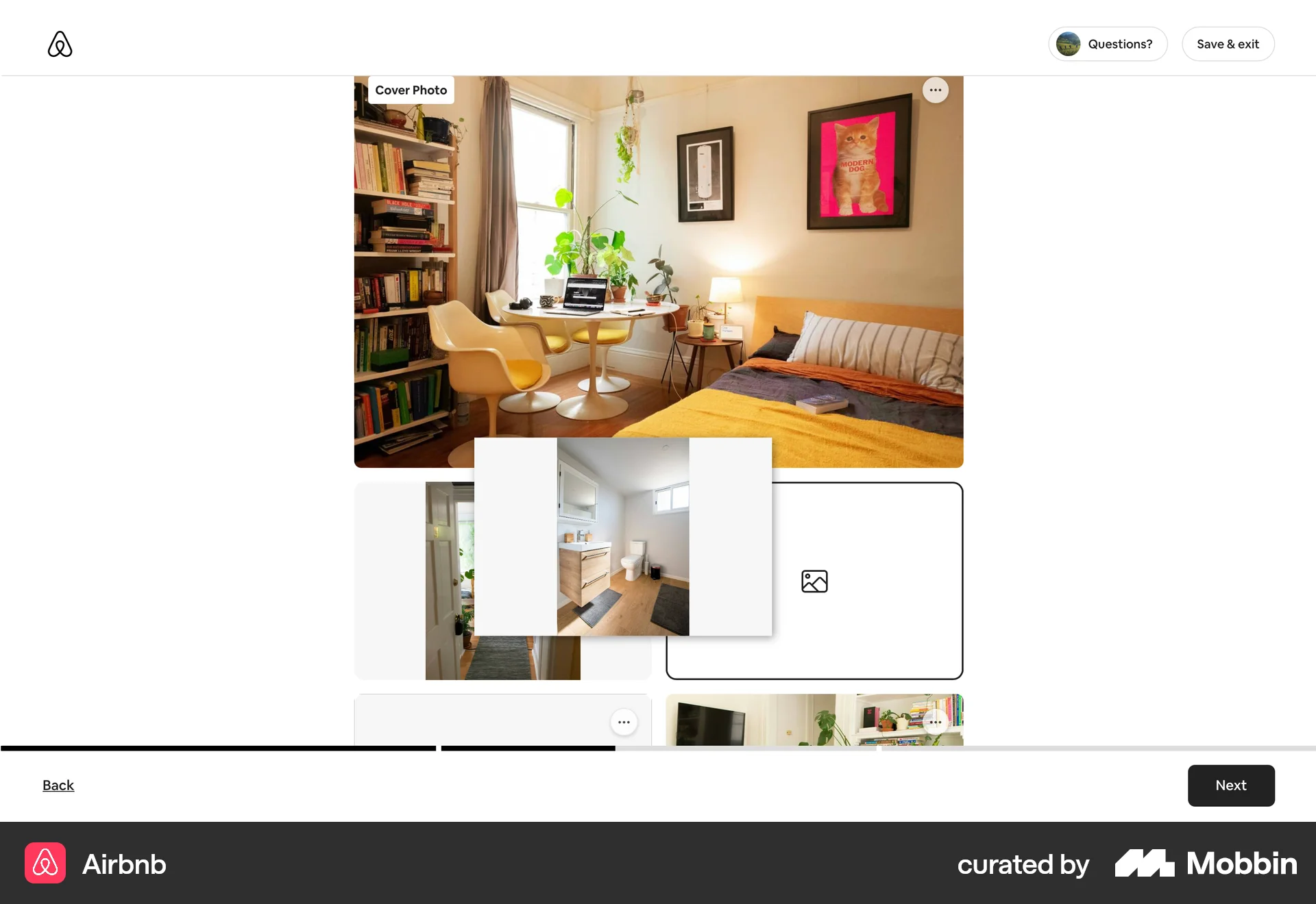 Airbnb Web Reorder screen
