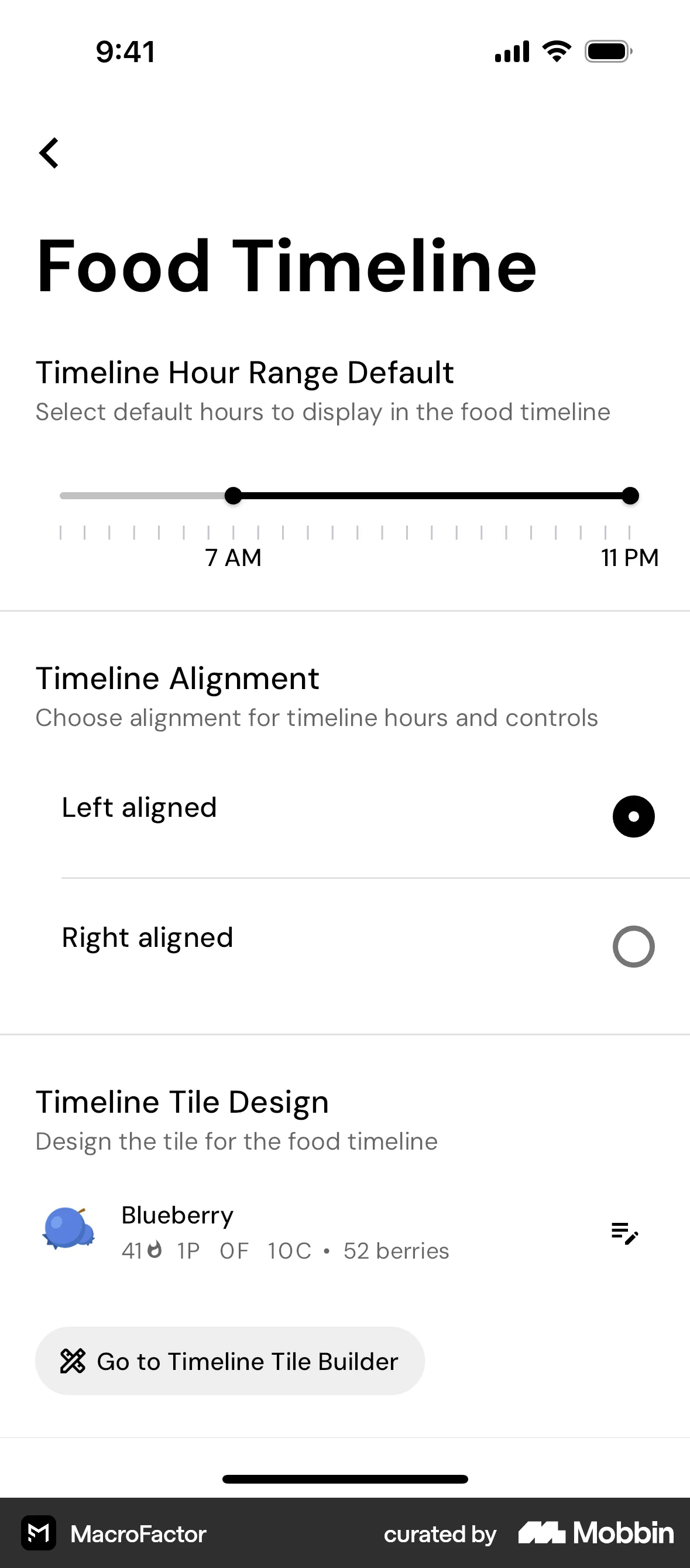 MacroFactor iOS Timeline & History screen