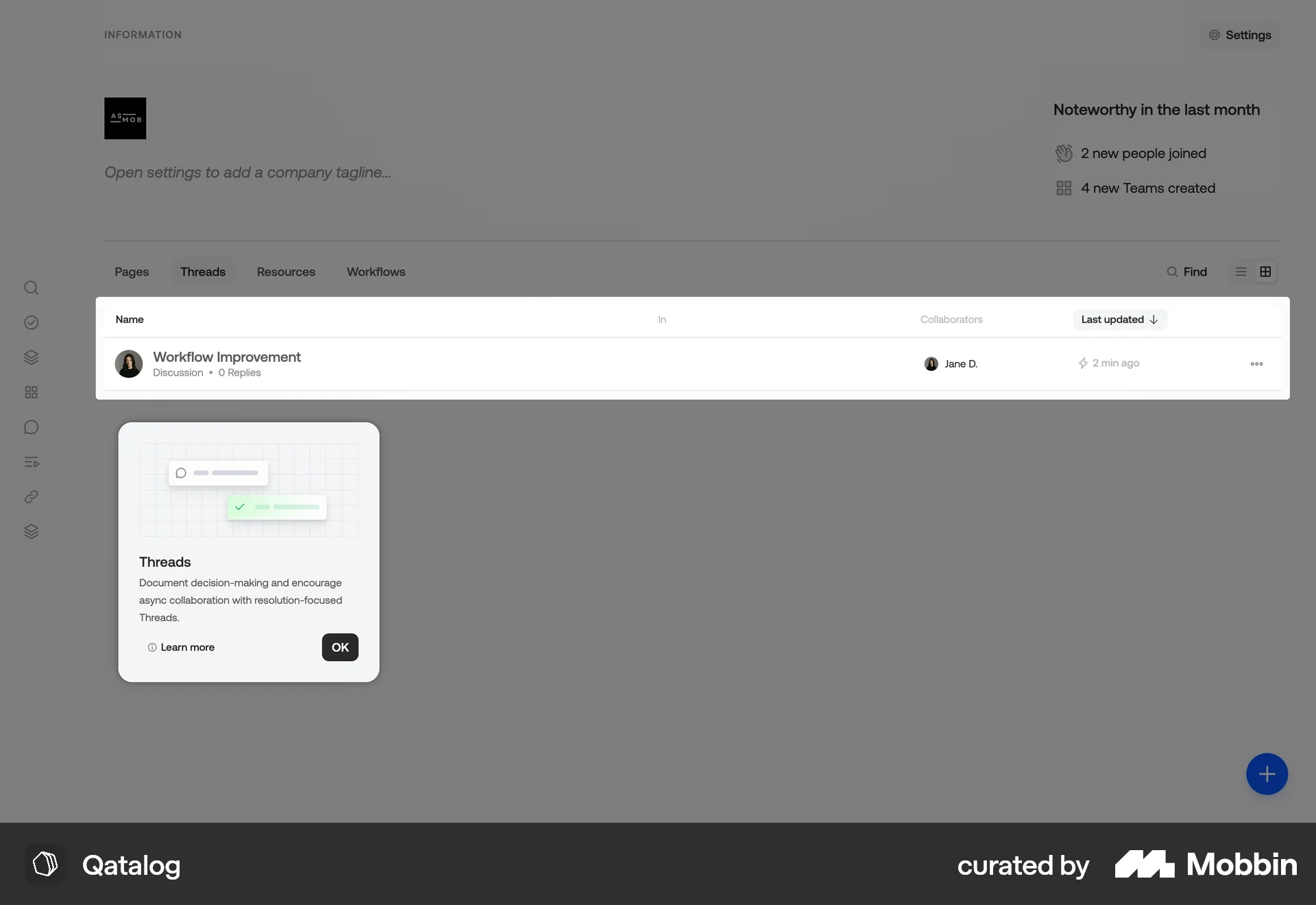 Qatalog Web screen containing Coach Marks UI element