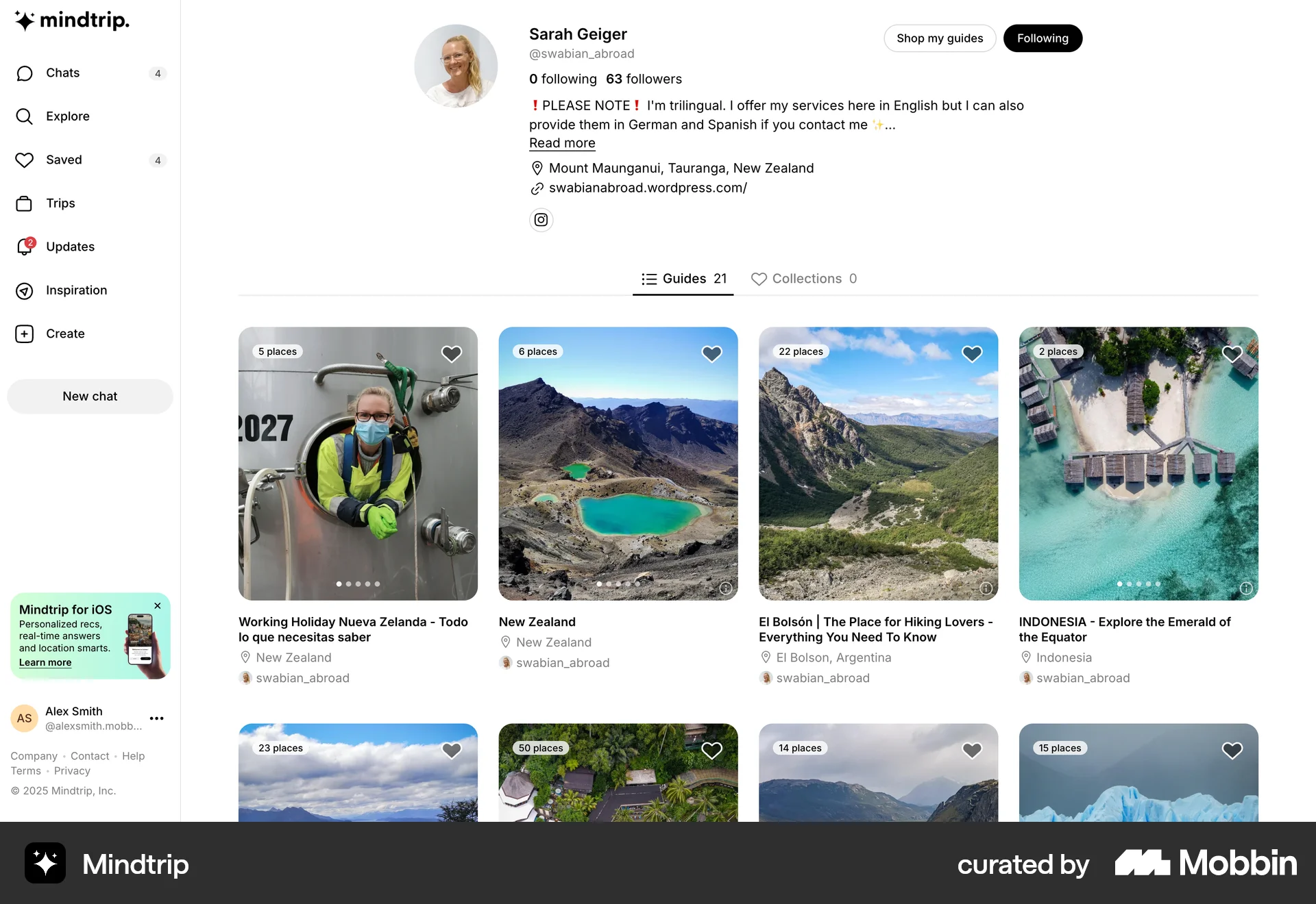 Mindtrip Web Follow & Subscribe screen