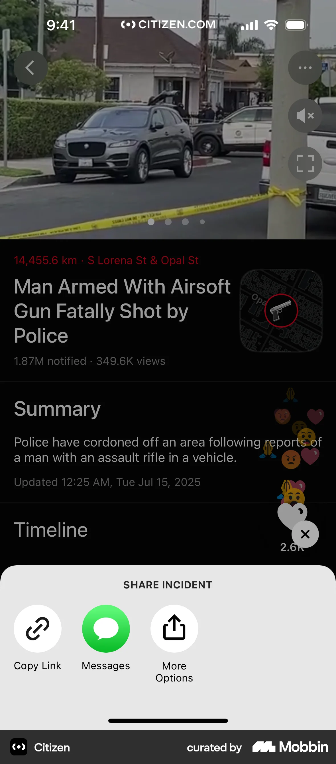 Citizen iOS screen containing Bottom Sheet UI element