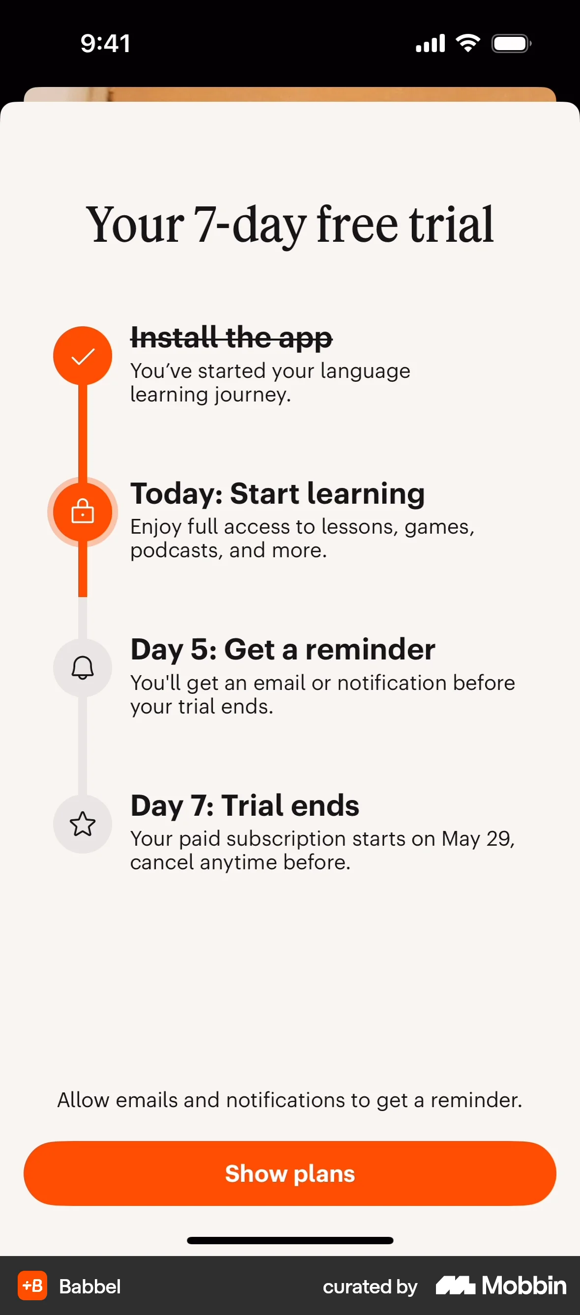 Babbel iOS Subscription & Paywall screen
