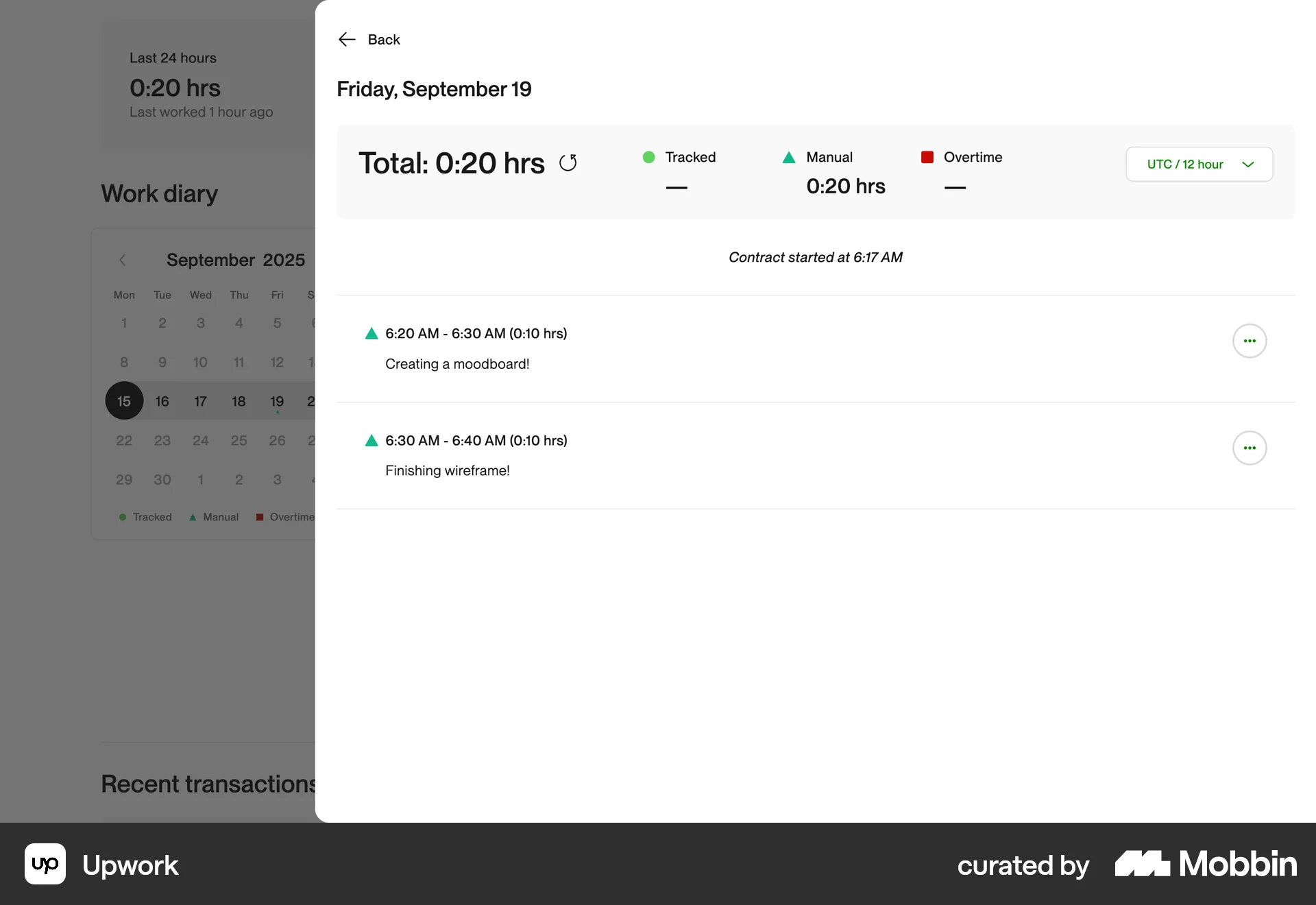 Upwork Web Time Tracker screen