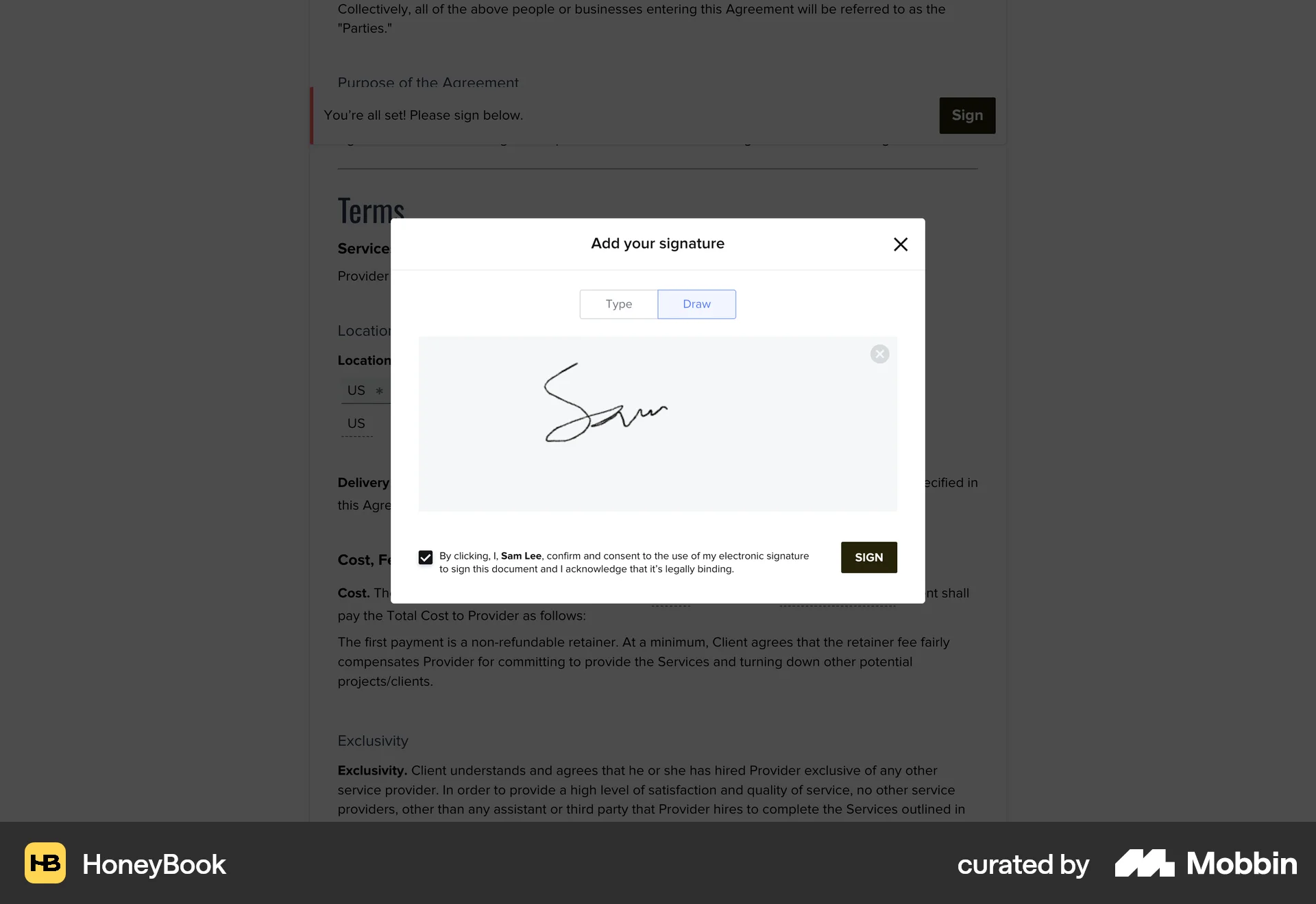 HoneyBook Web Draw & Annotate screen