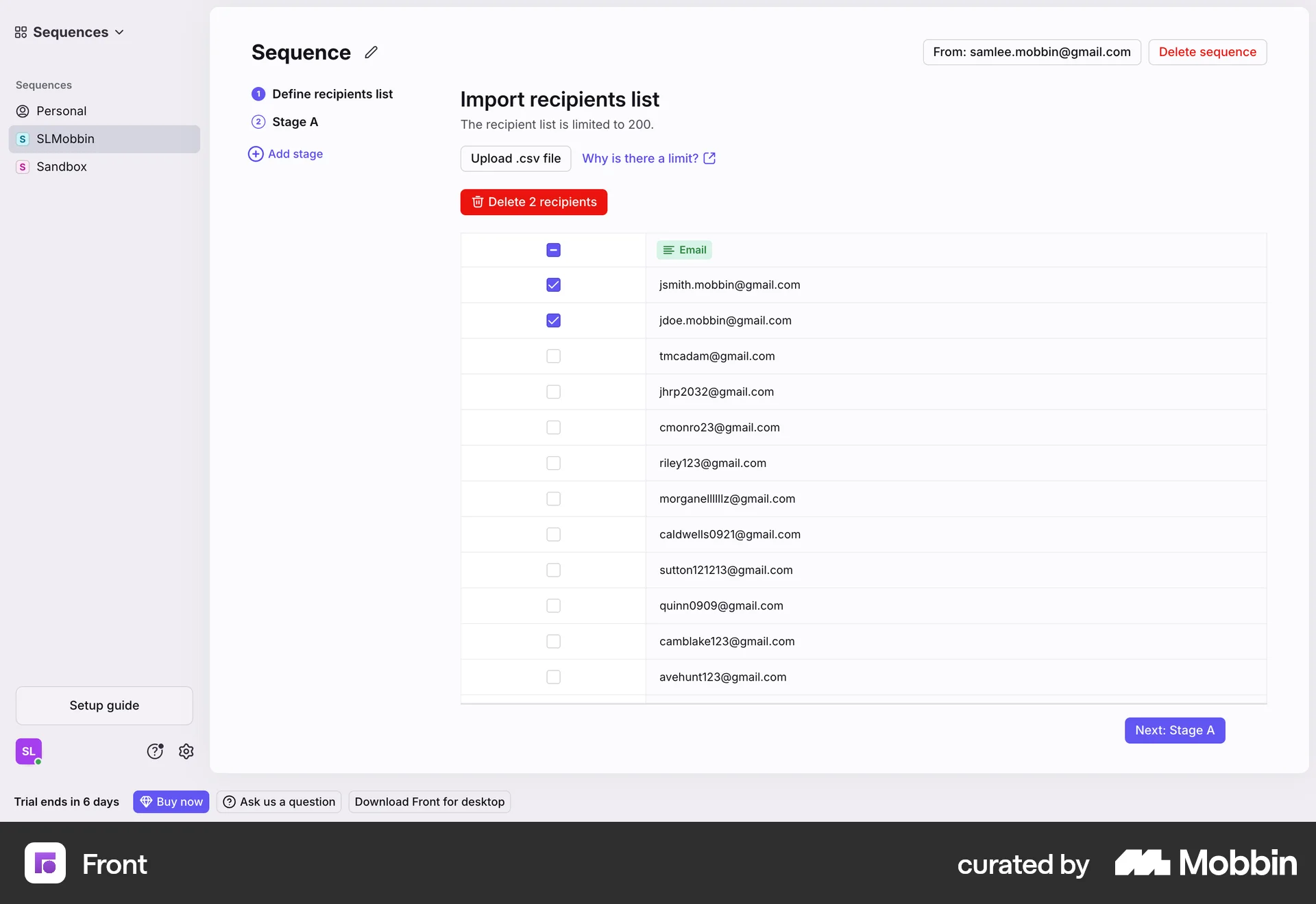 Front Web screen containing Checkbox UI element