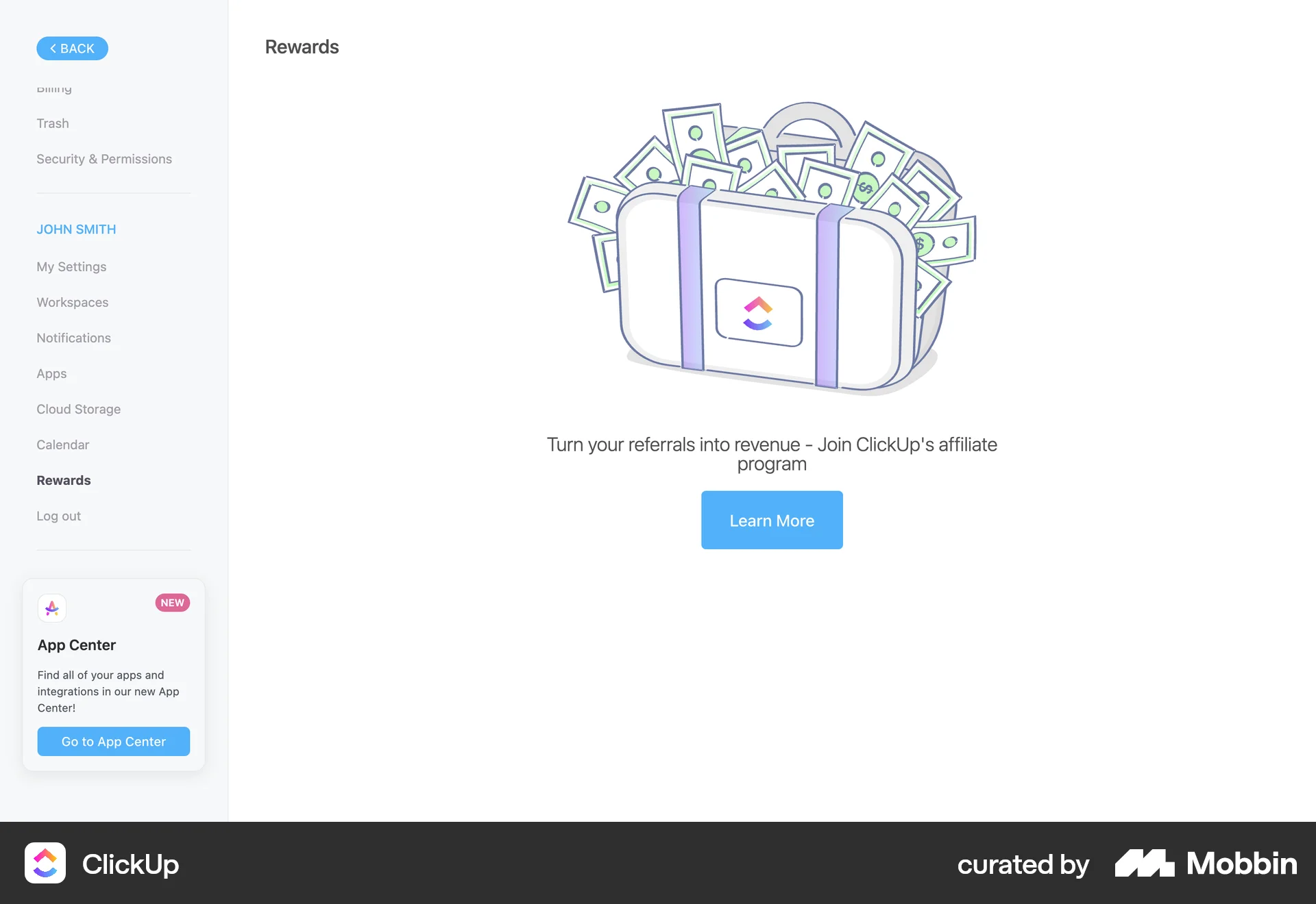 ClickUp Web Promotions & Rewards screen