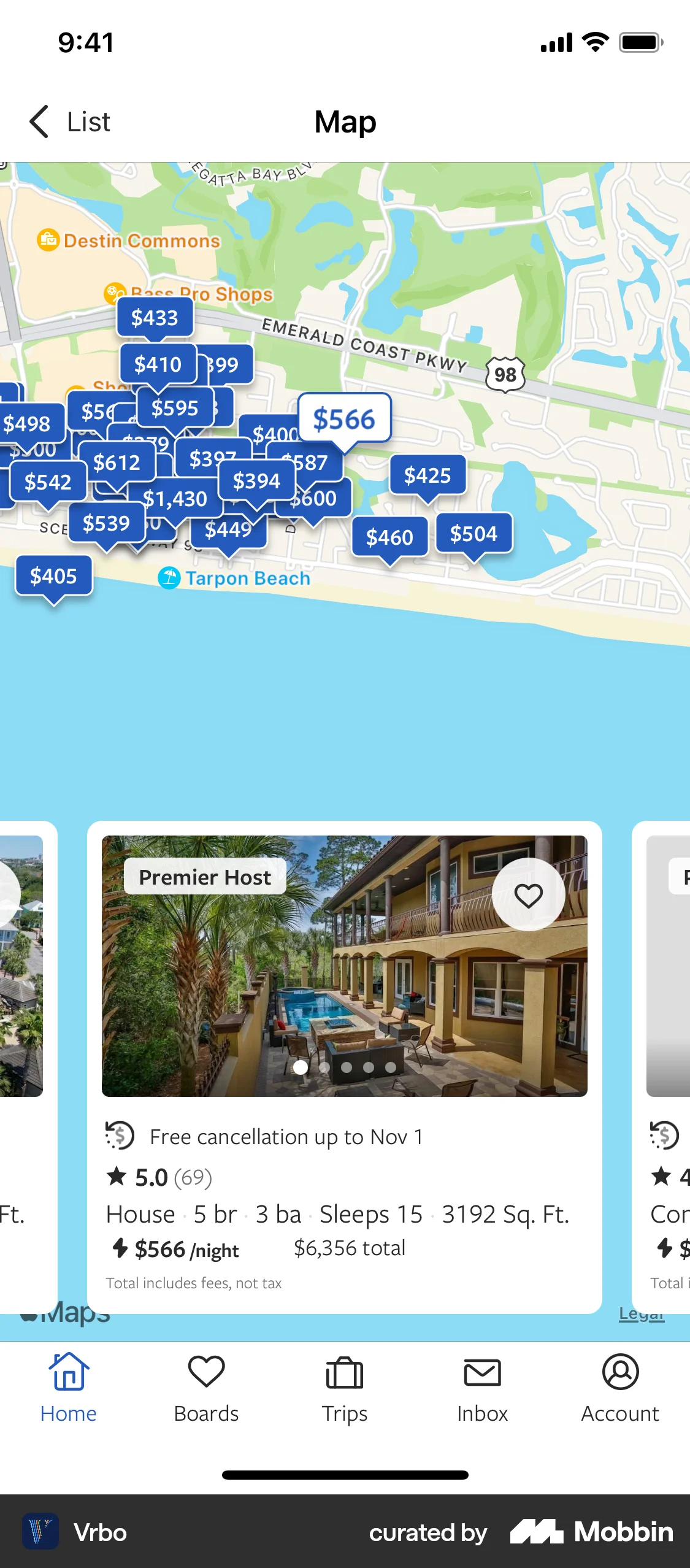 Vrbo iOS Real Estate App screen