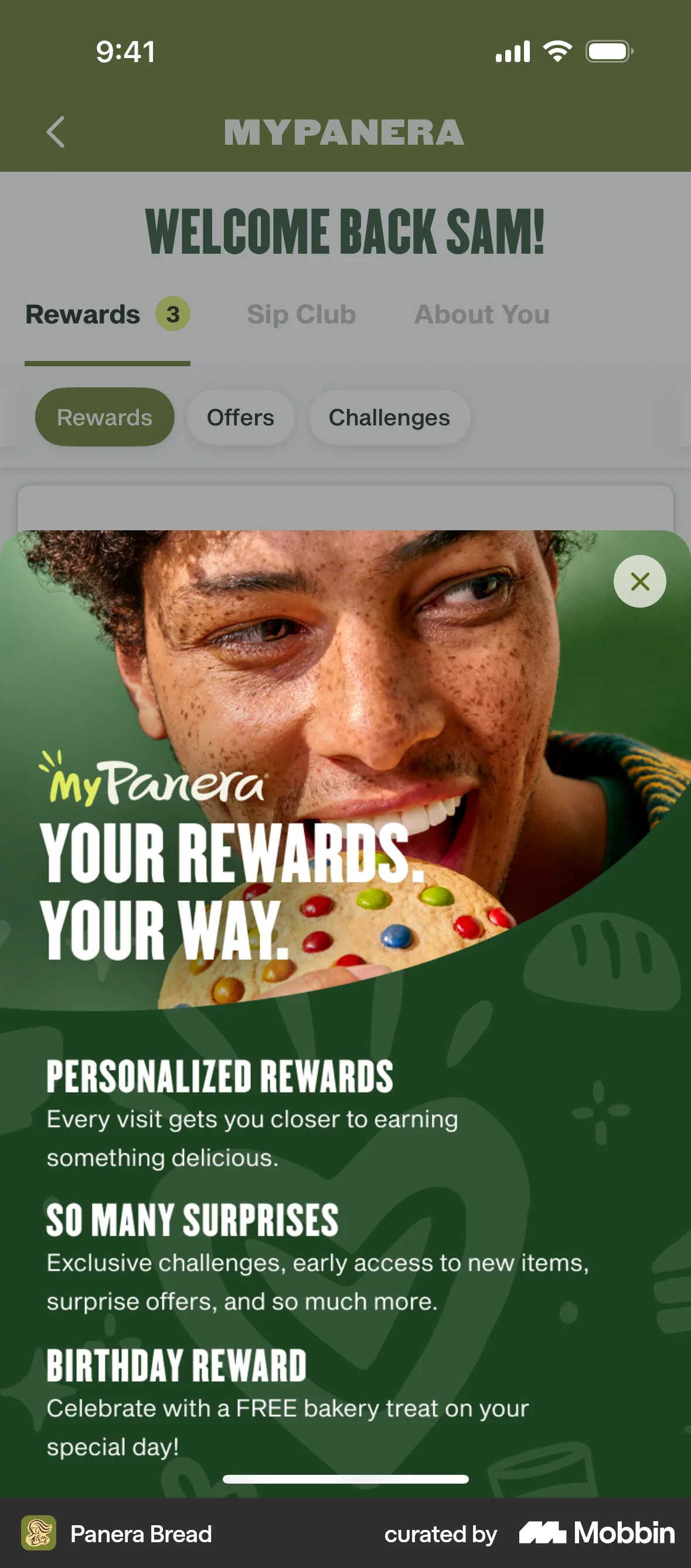Panera Bread iOS Feature Info screen