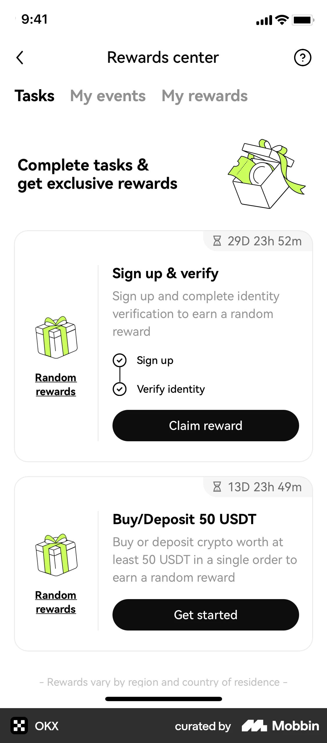Rewards Timer OKX iOS Screen | Mobbin