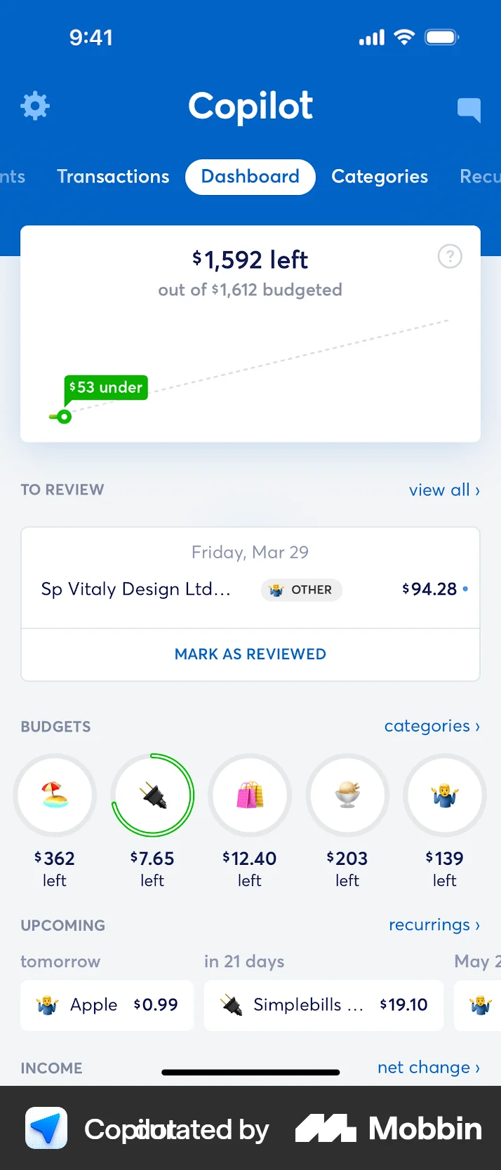 Copilot iOS screen containing Tooltip UI element