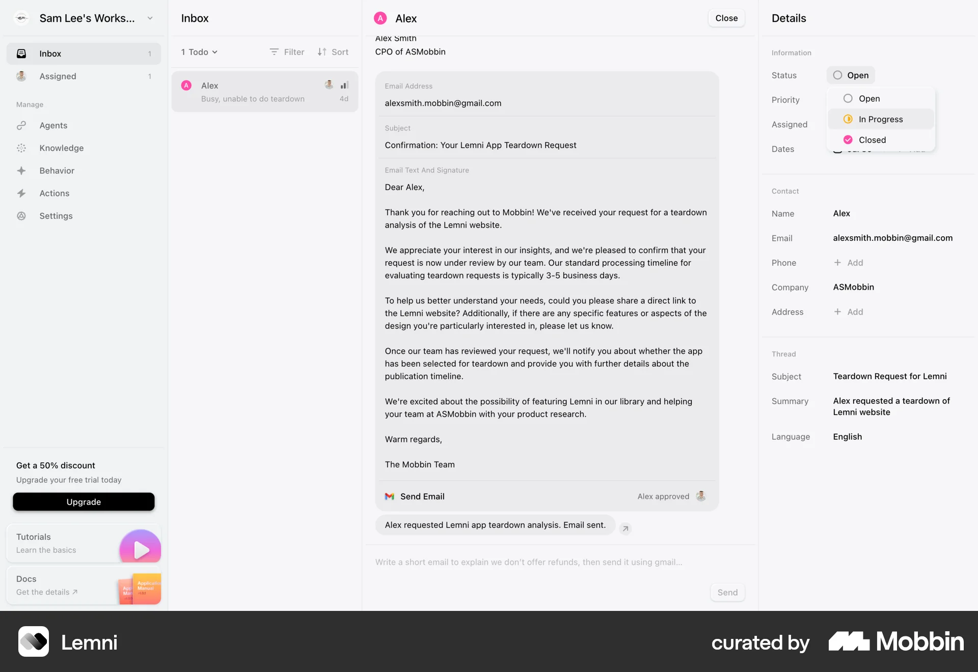 Lemni Web Set screen