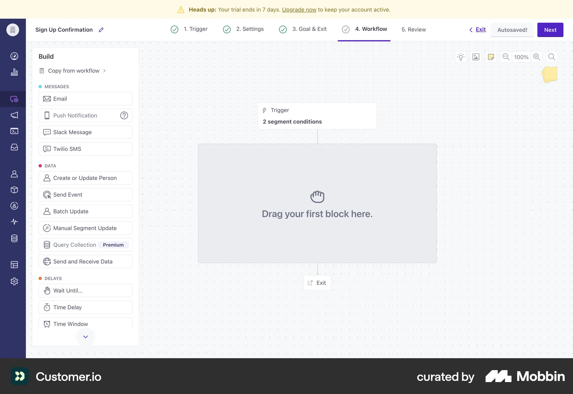 Customer.io Web Canvas screen