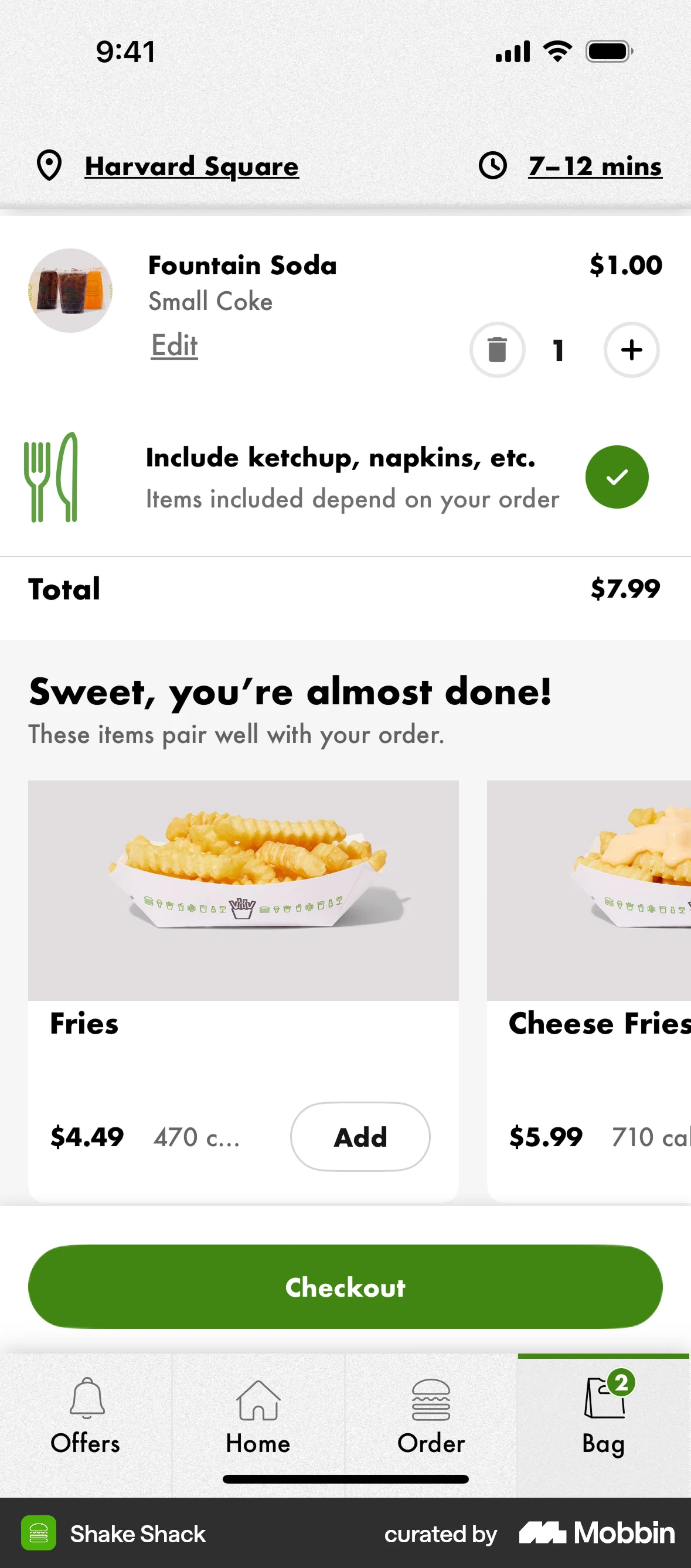 Shake Shack iOS Pricing screen