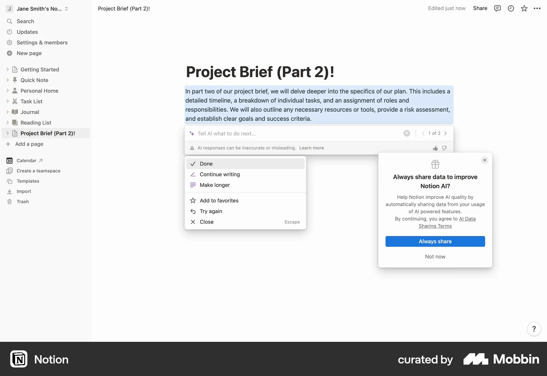Notion Web Permission screen