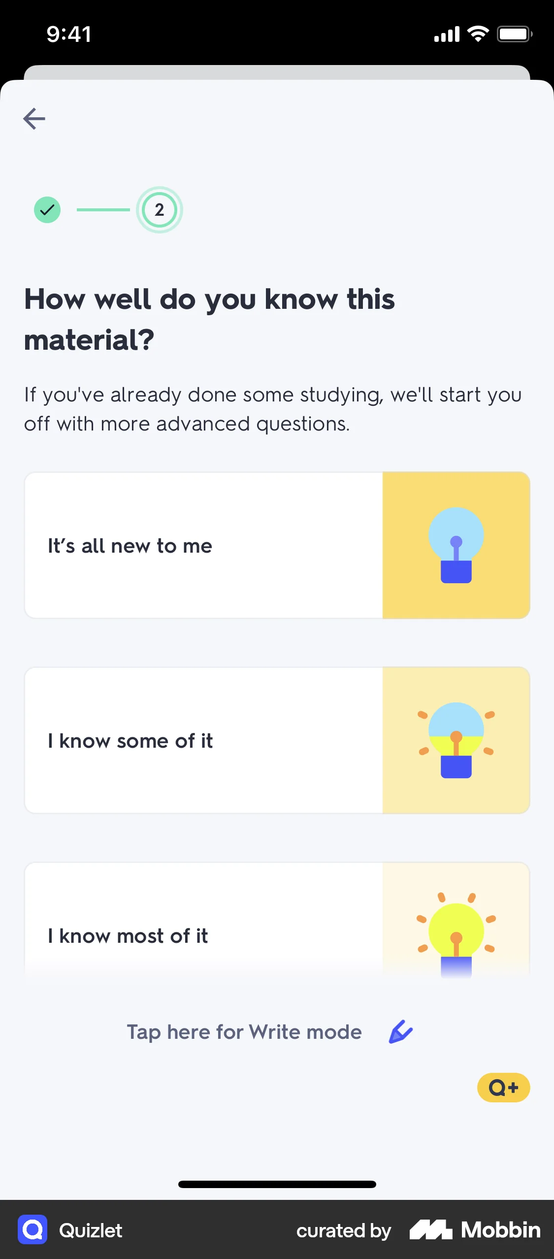 Quizlet iOS Quiz screen