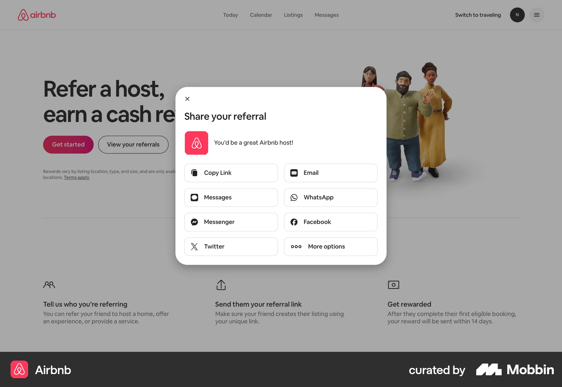 Airbnb Web Invite & Refer Friends screen