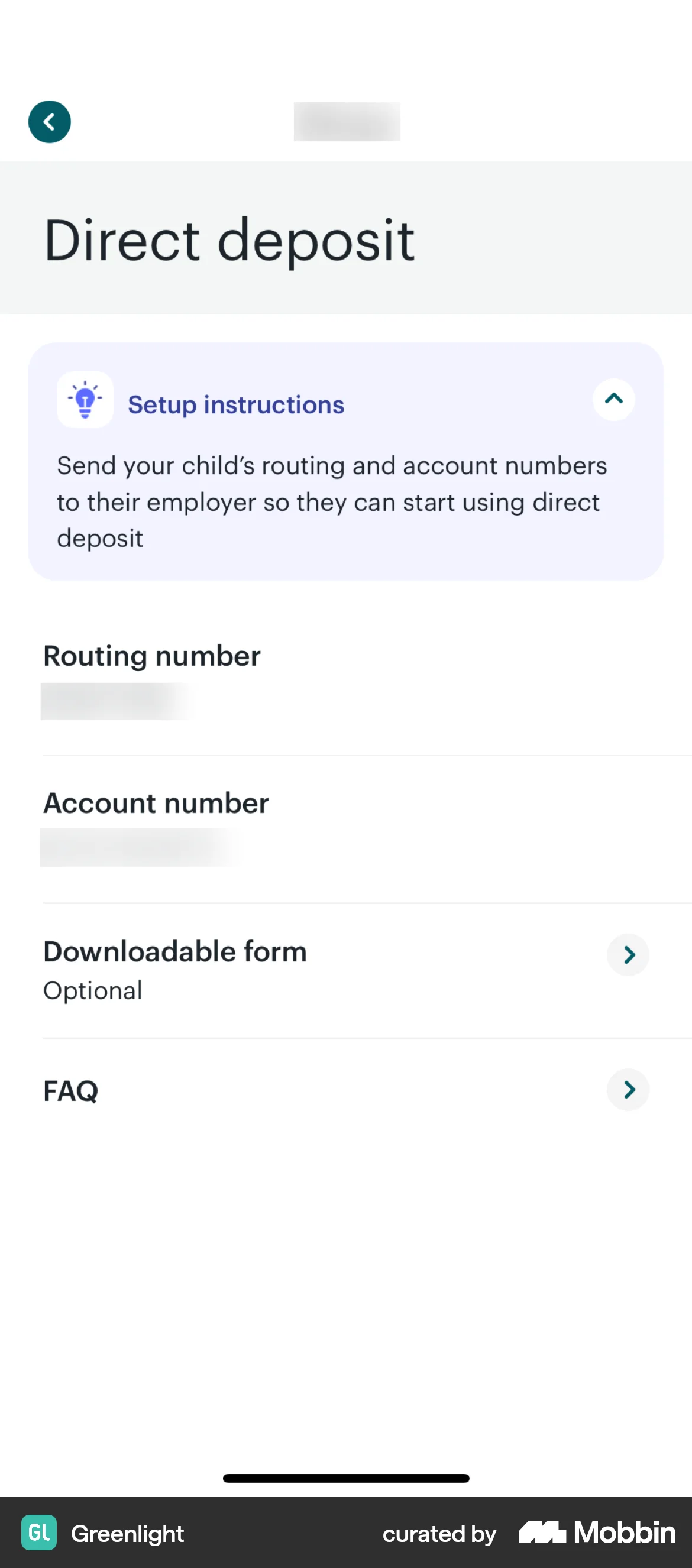Greenlight iOS screen containing Accordion UI element